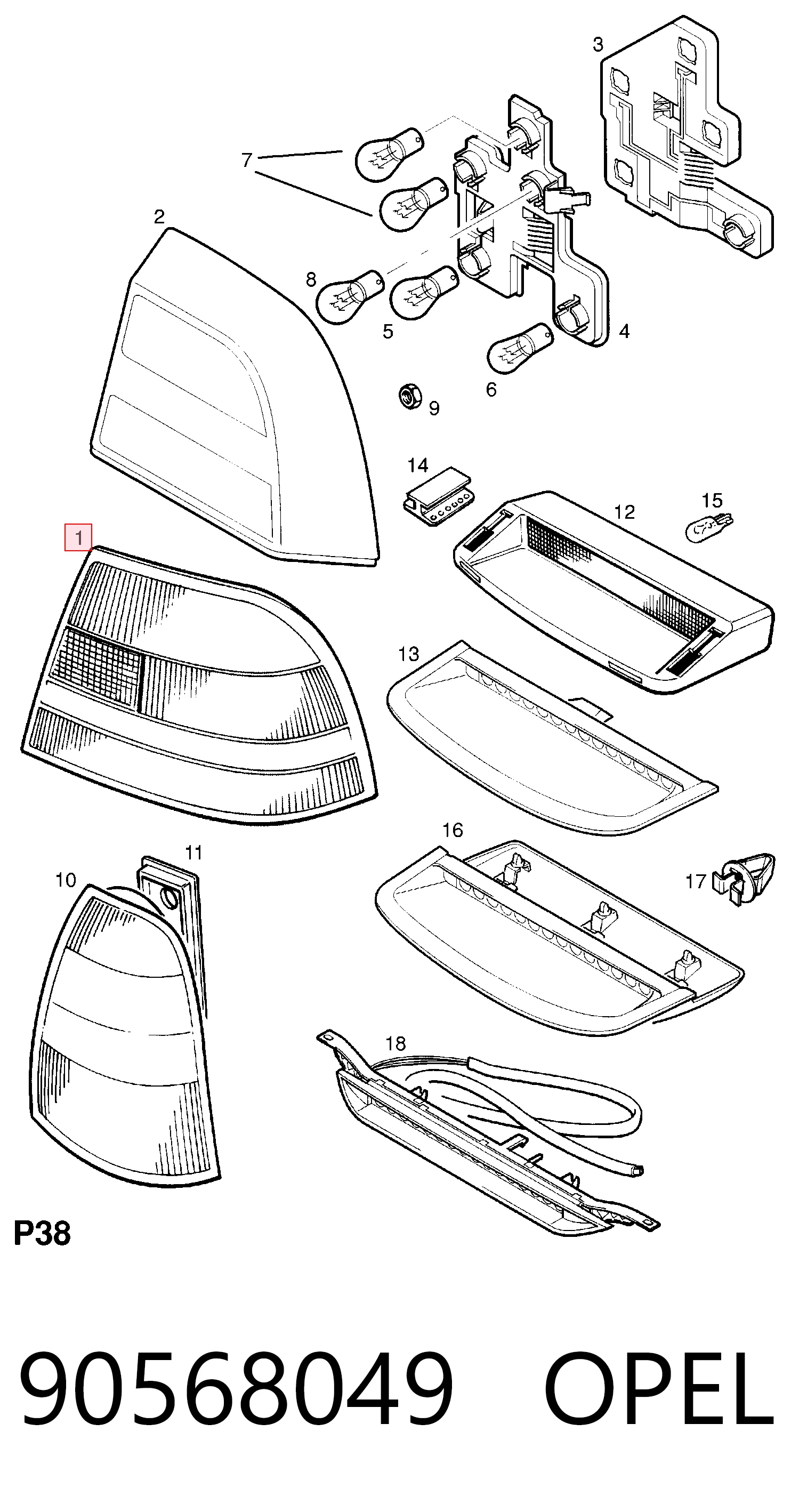 Do koszyka Lampa zespolona tylna prawa Opel Vectra B 36