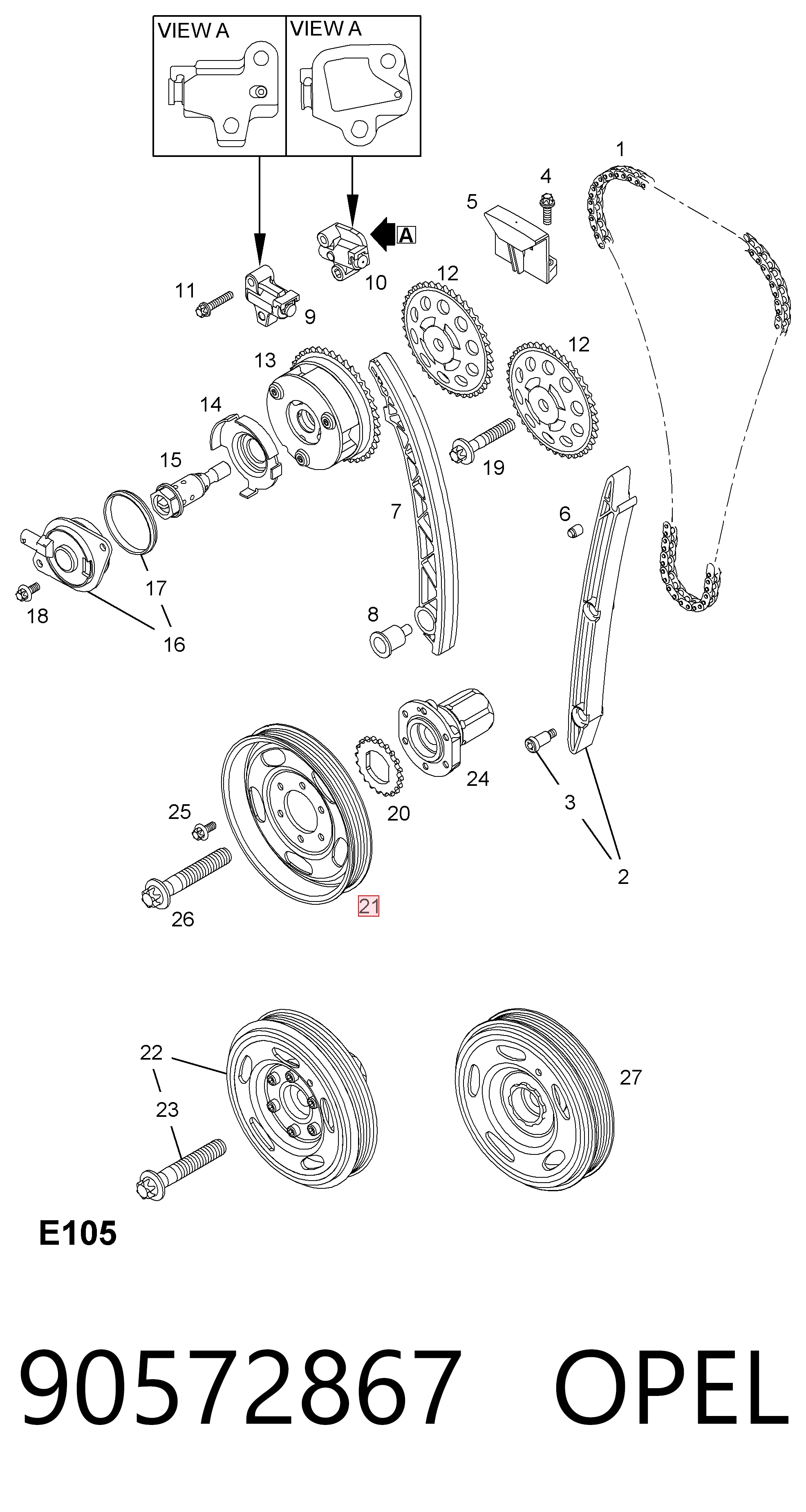 Koło pasowe wału korbowego 5614423 General Motors