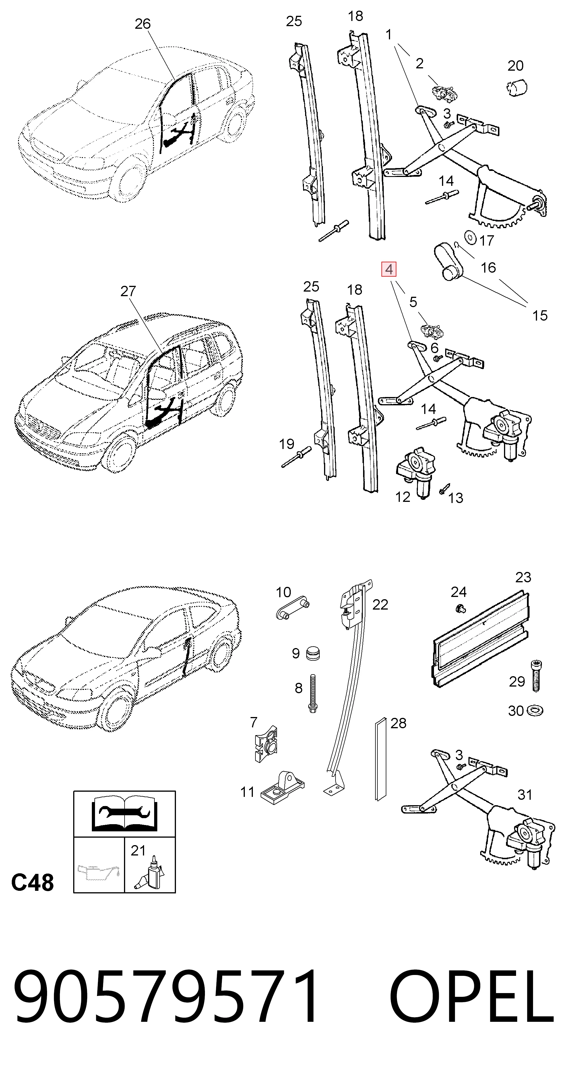  Mechanizm podnoszenia szyby drzwi przednich prawych Opel Zafira 