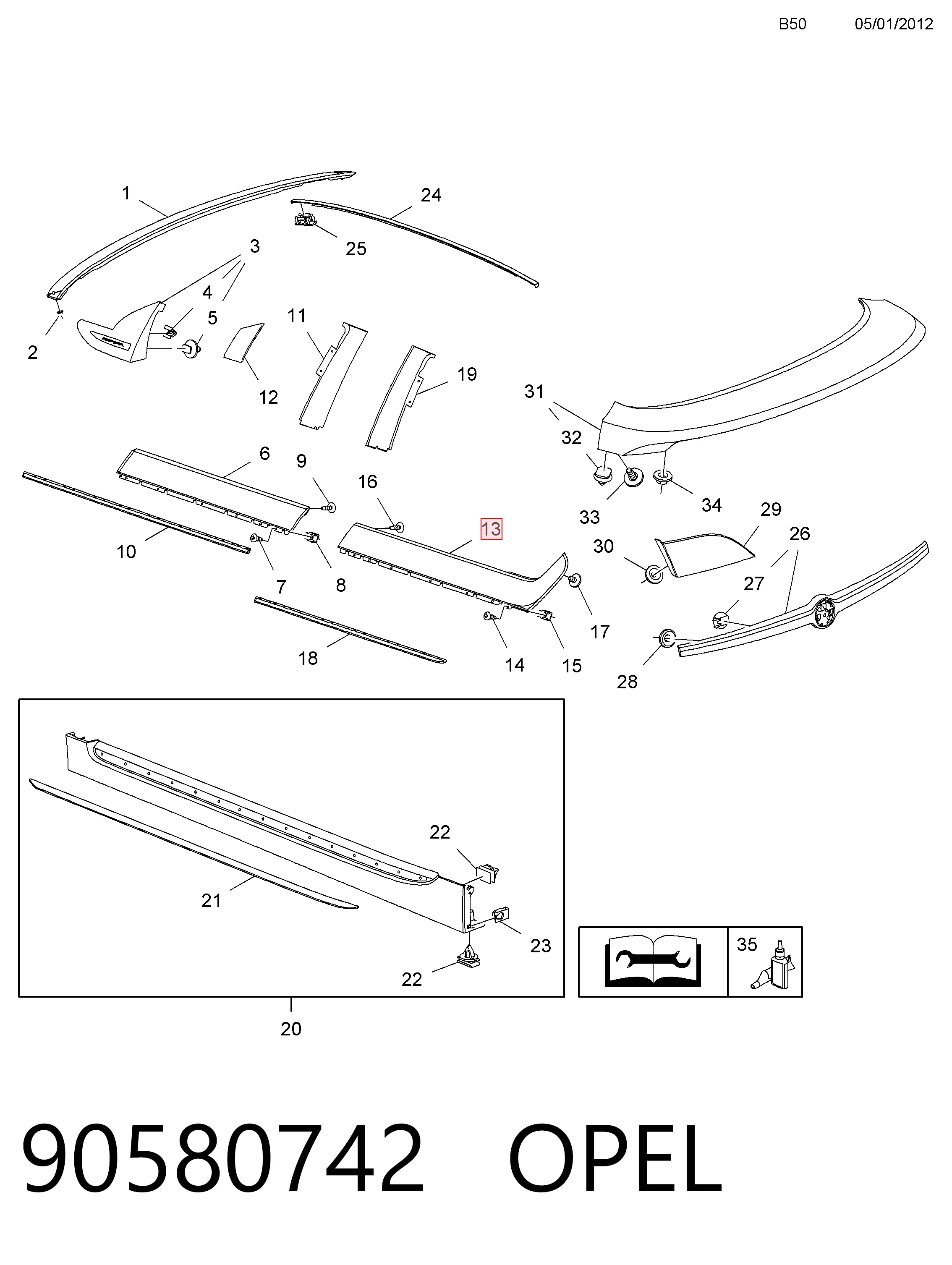 Lusterko wsteczne prawe Opel Zafira A minivan (F75) (1999 - 2005) cena, od 52,87 USD