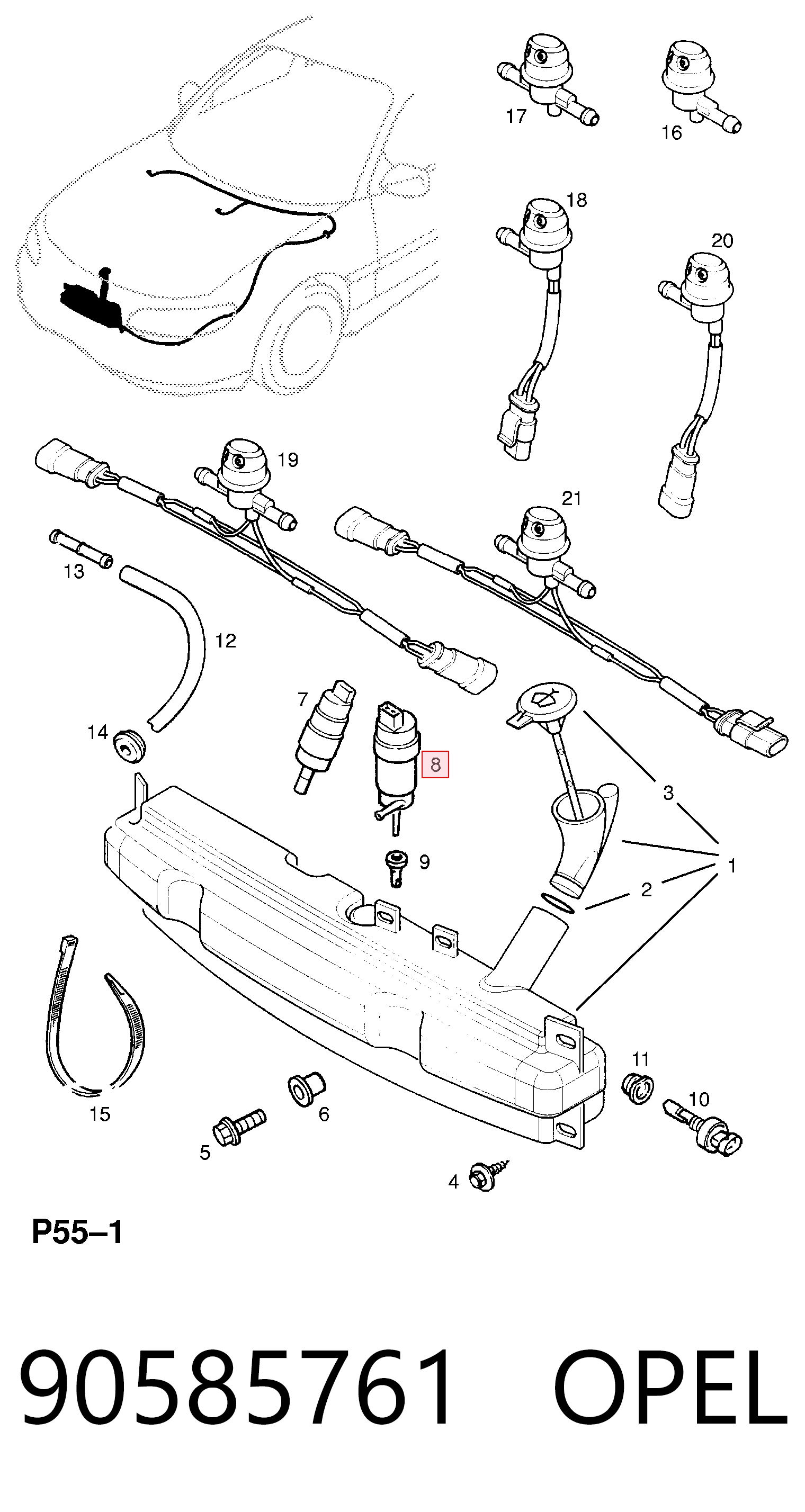 90585761 Opel Pompka spryskiwacza szyby przedniej