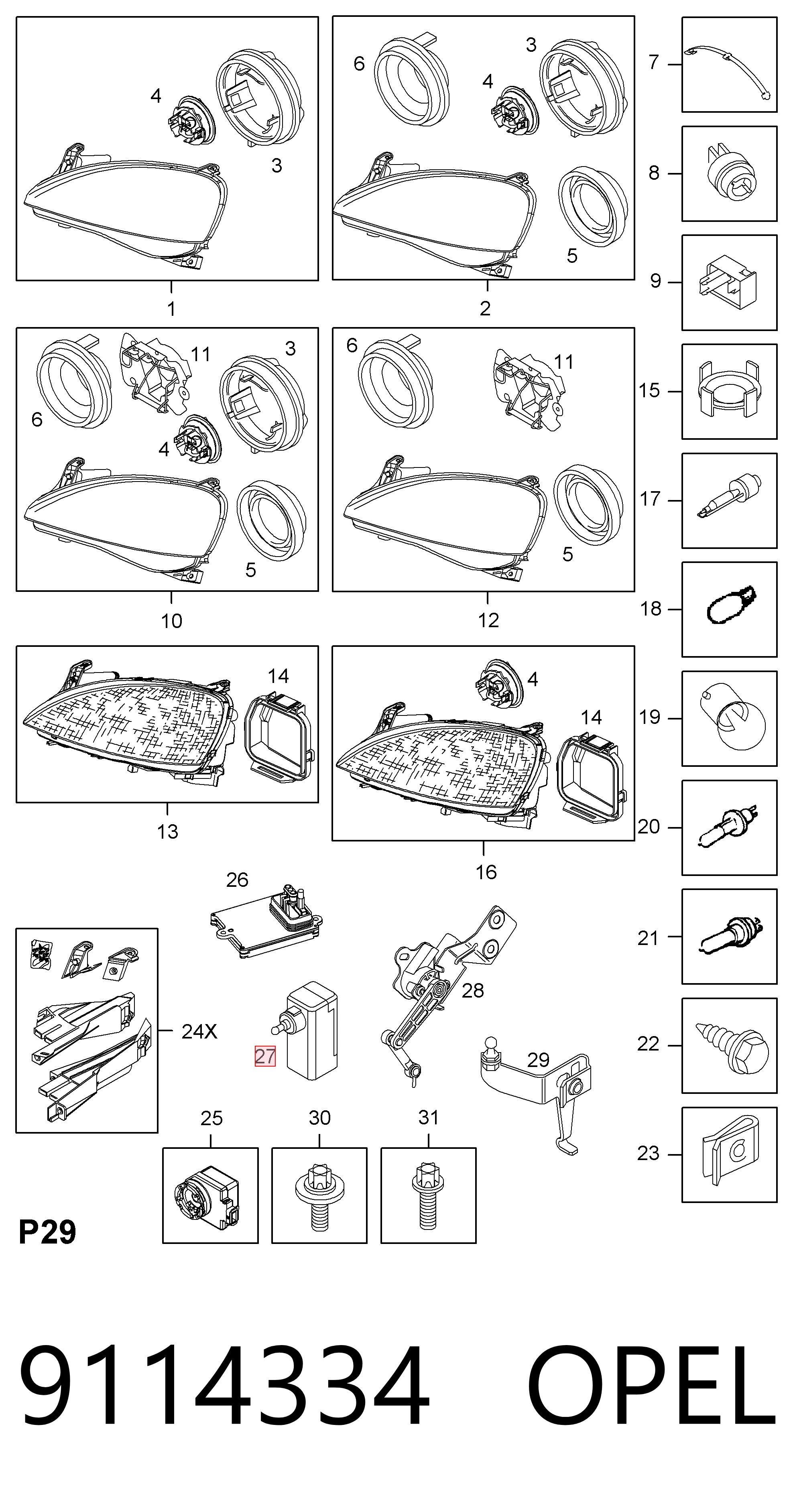 Do koszyka Korektor swiatel Opel Corsa C F08, F68
