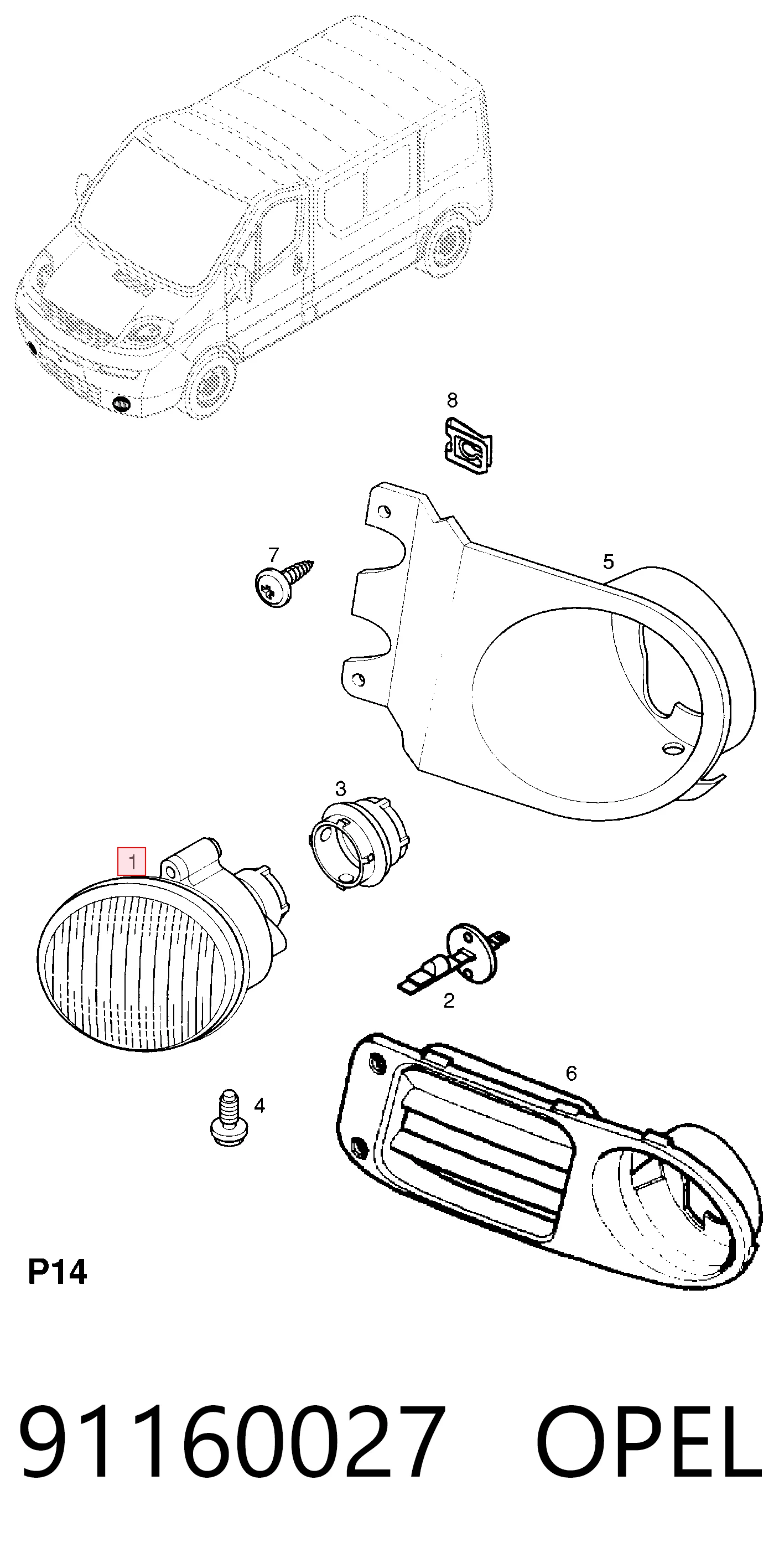 Lampa przeciwmgielna lewa 91160027 General Motors