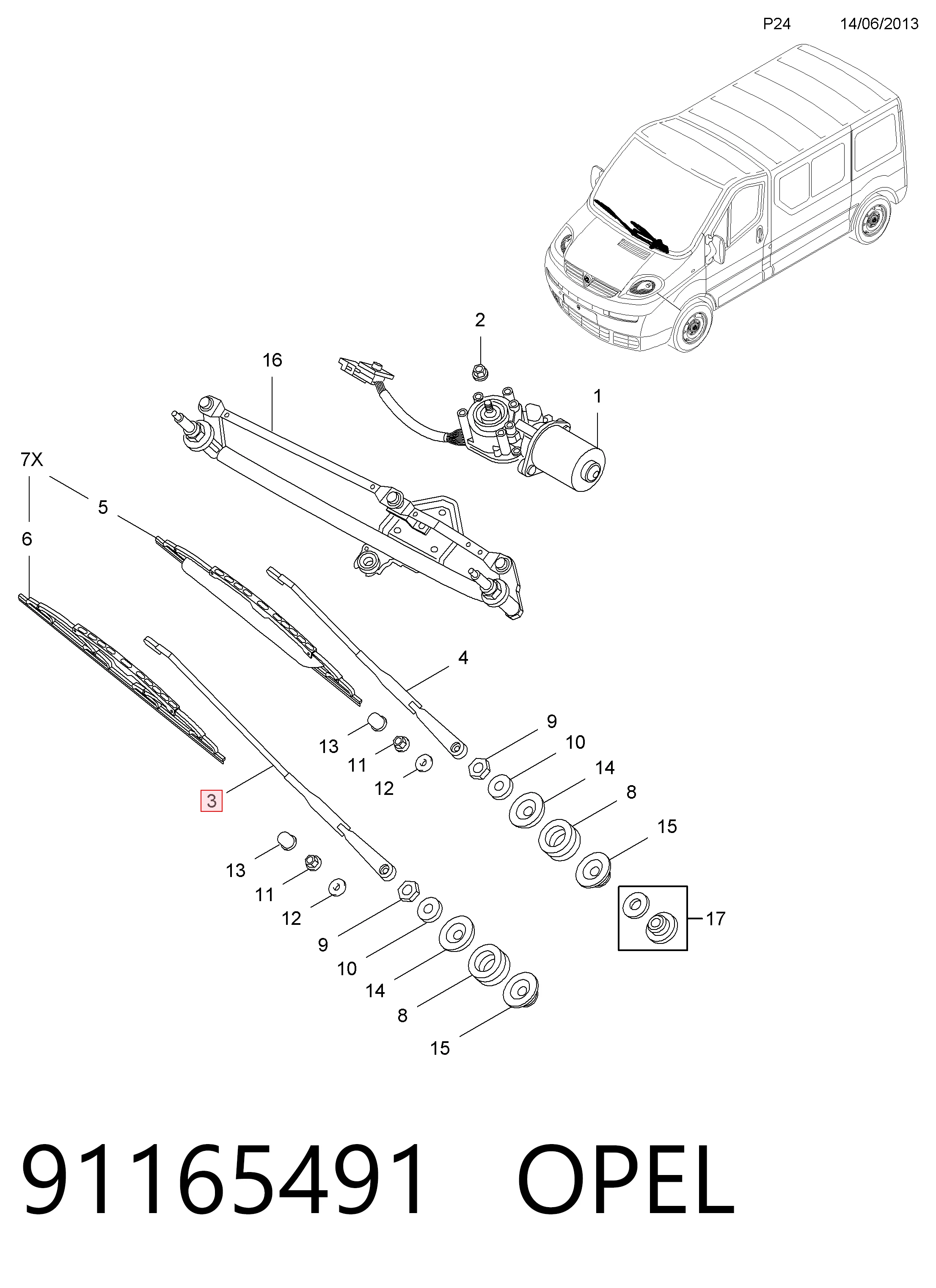  Ramię wycieraczki szyby przedniej Renault Trafic 2