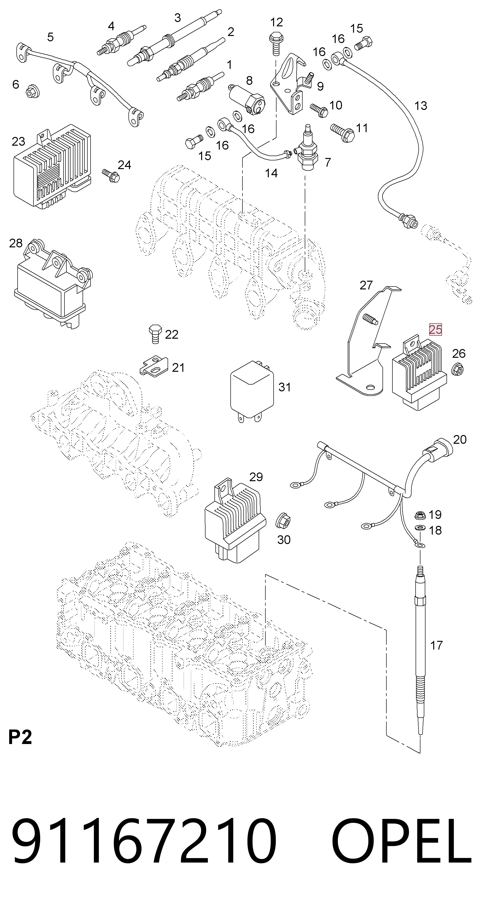 91167210 Opel Przekaźnik świec żarowych