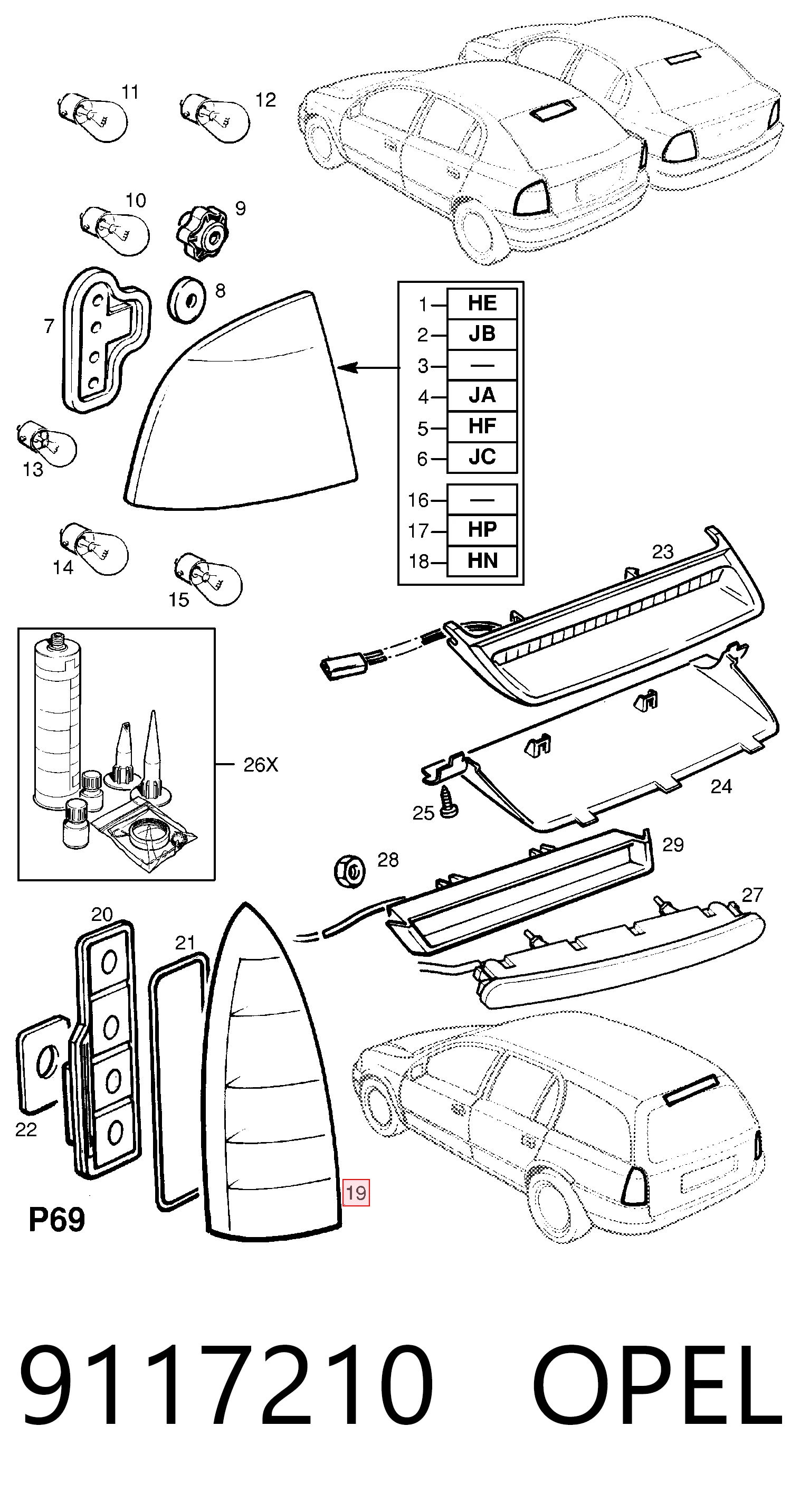 Lampa zespolona tylna lewa Opel Astra G kombi (F35) (1998 - 2009) cena, od 61,38 USD