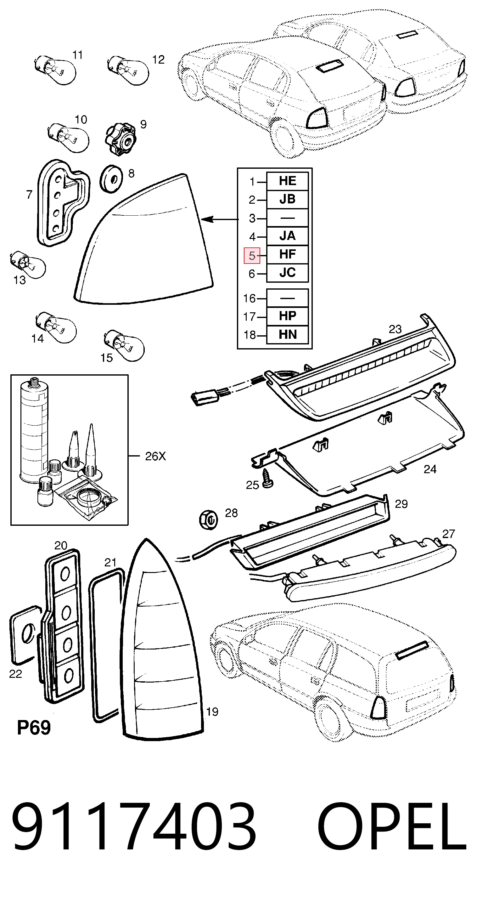 Lampa zespolona tylna prawa General Motors 29058010 cena, od 37,46 USD