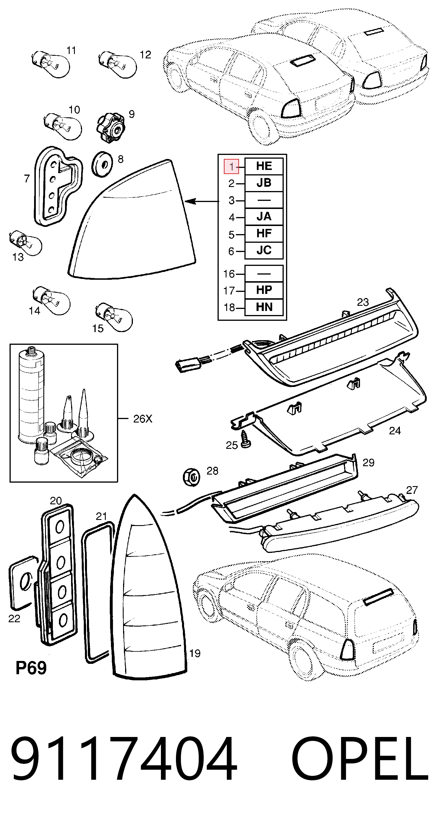 Do koszyka 29058010 General Motors Lampa zespolona tylna prawa