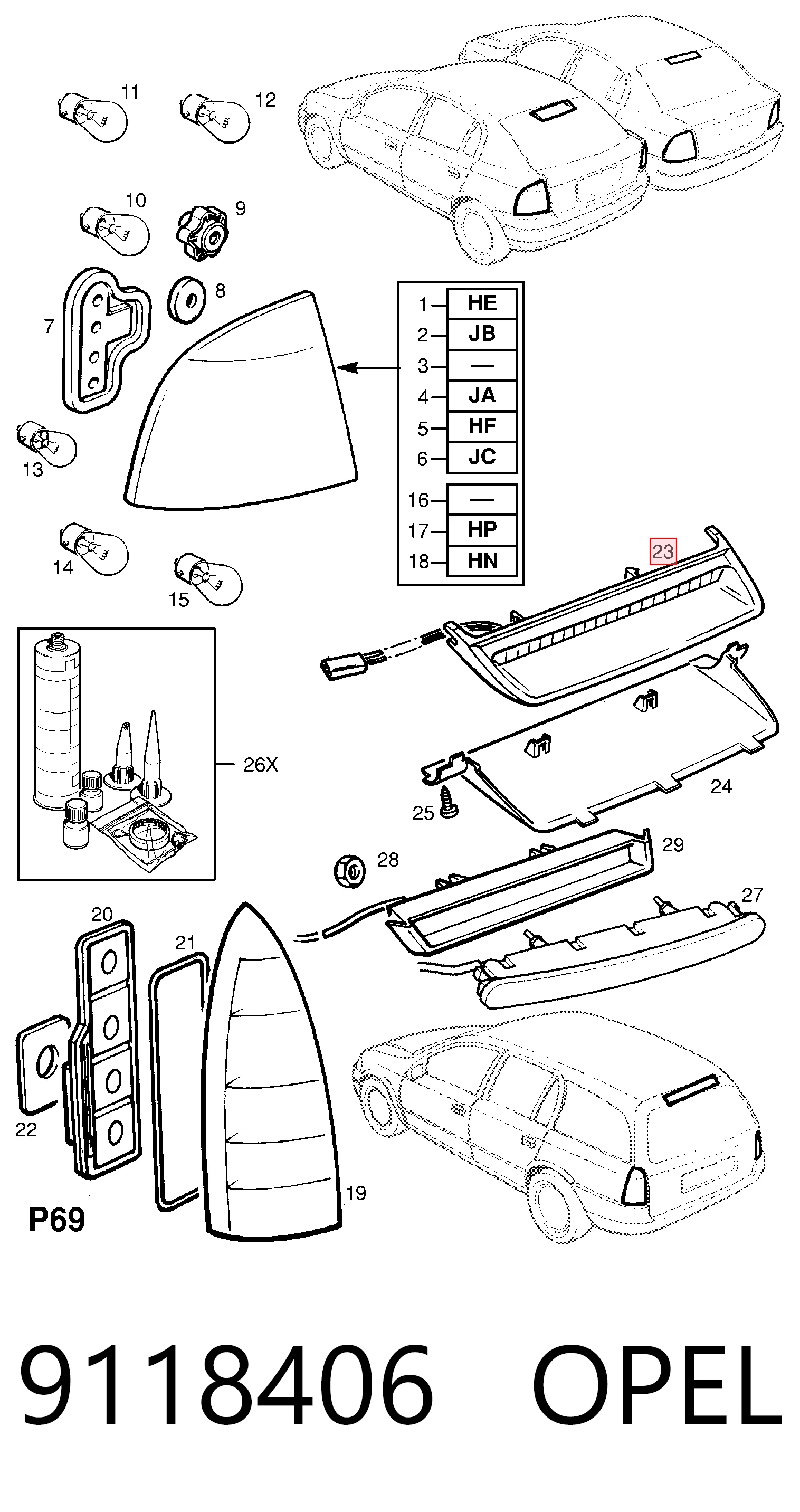 Lampa stop tylna dodatkowa do Opel Astra G F69