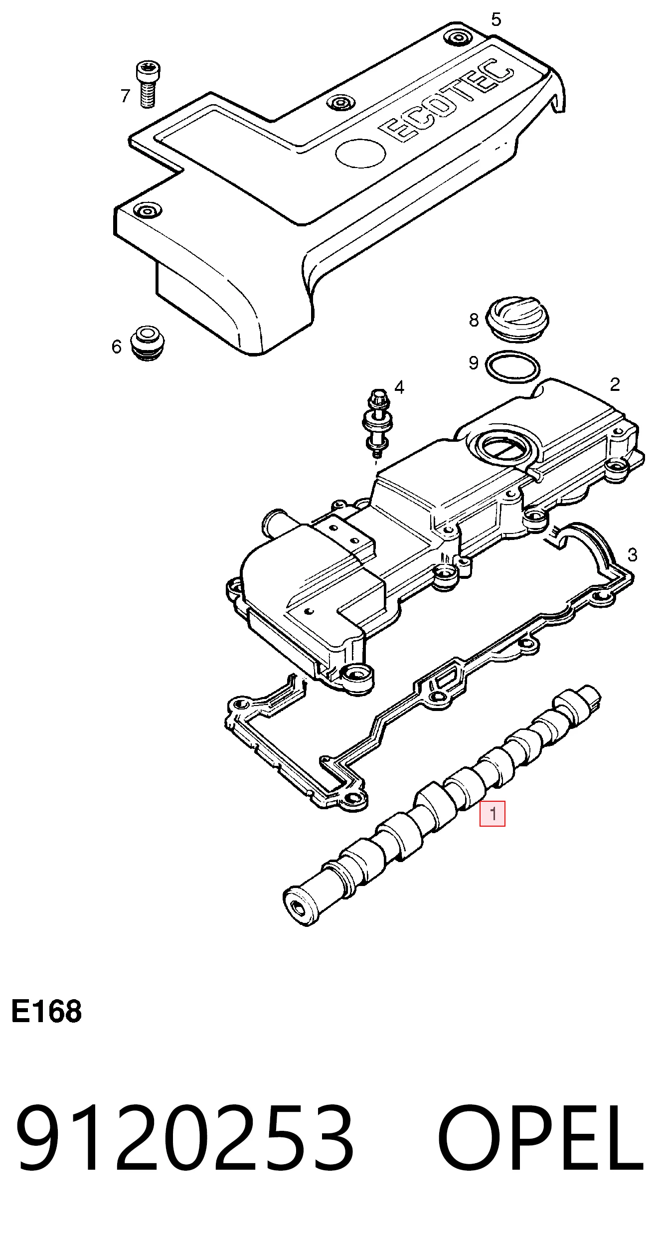 Wał rozrządu silnika do Opel Omega B 25, 26, 27