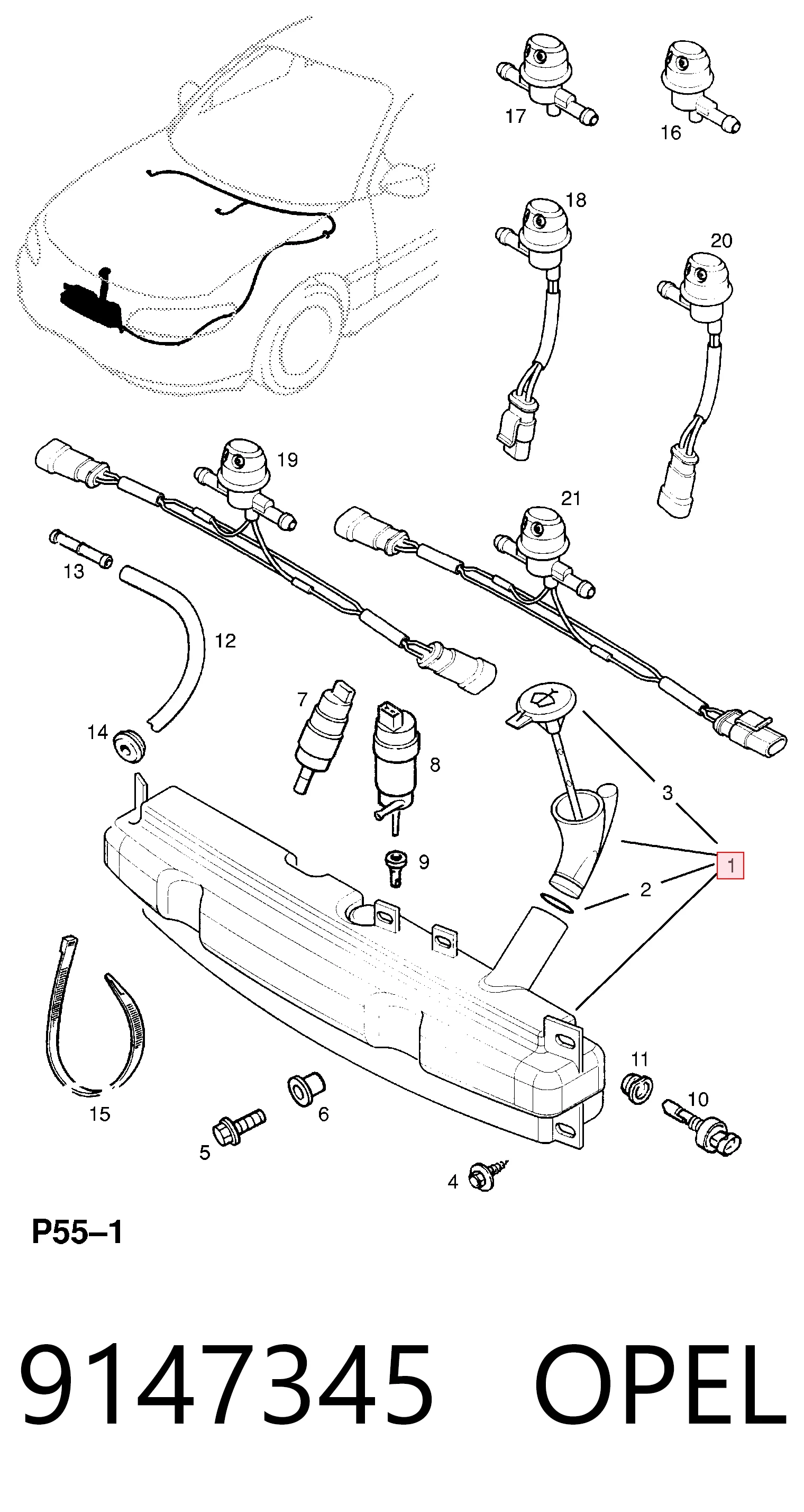 Zbiorniczek spryskiwacza szyb do Opel Omega B 25, 26, 27