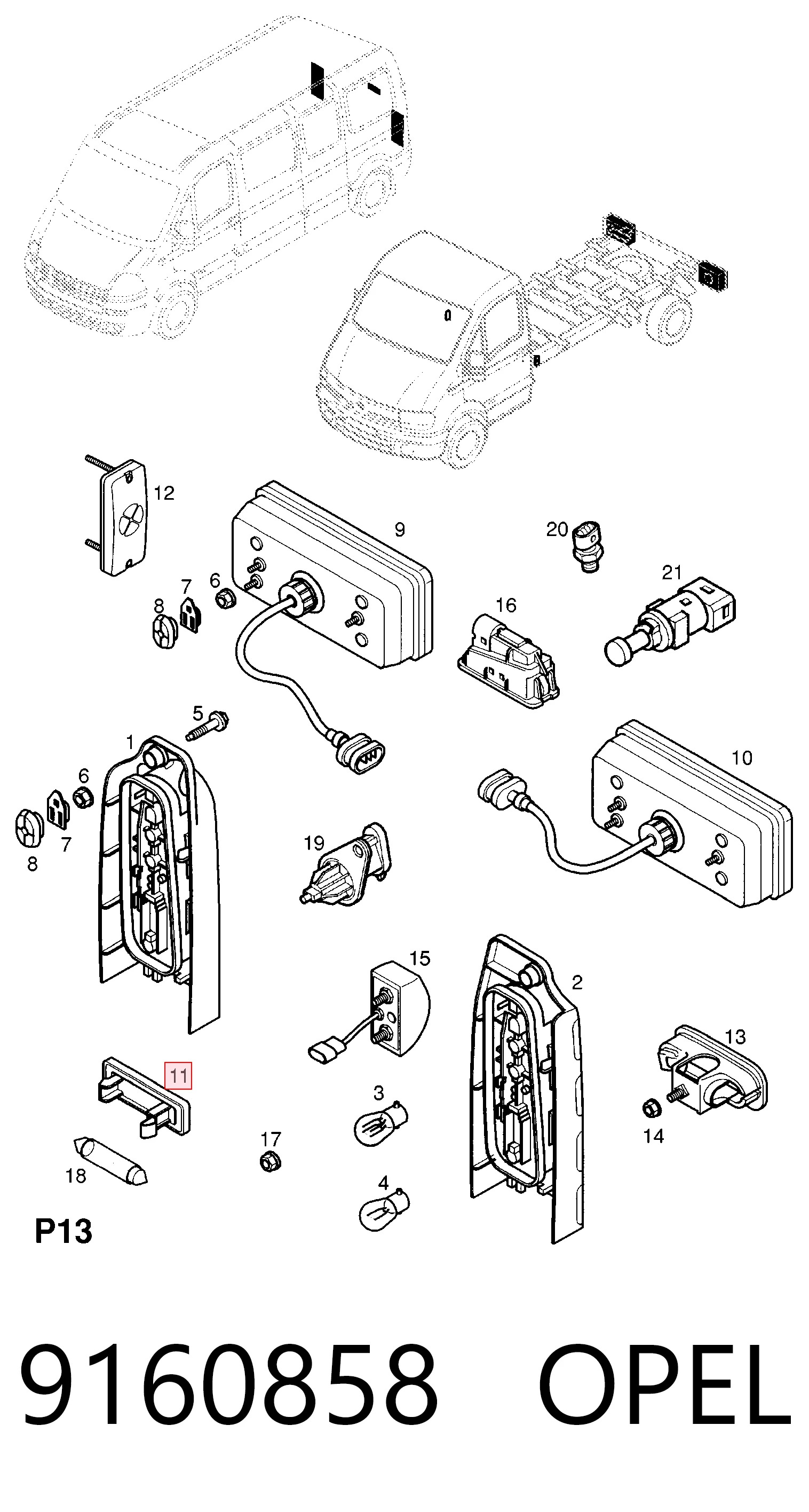 Lampa odblaskowa zderzaka tylnego General Motors 9160858 cena, od 13,45 USD