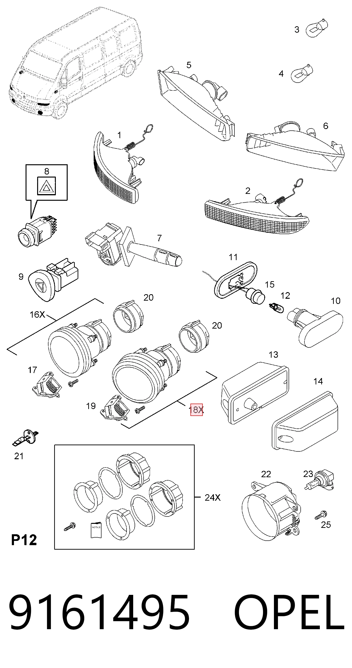 Do koszyka Lampa przeciwmgielna lewa Renault Master II HD, FD