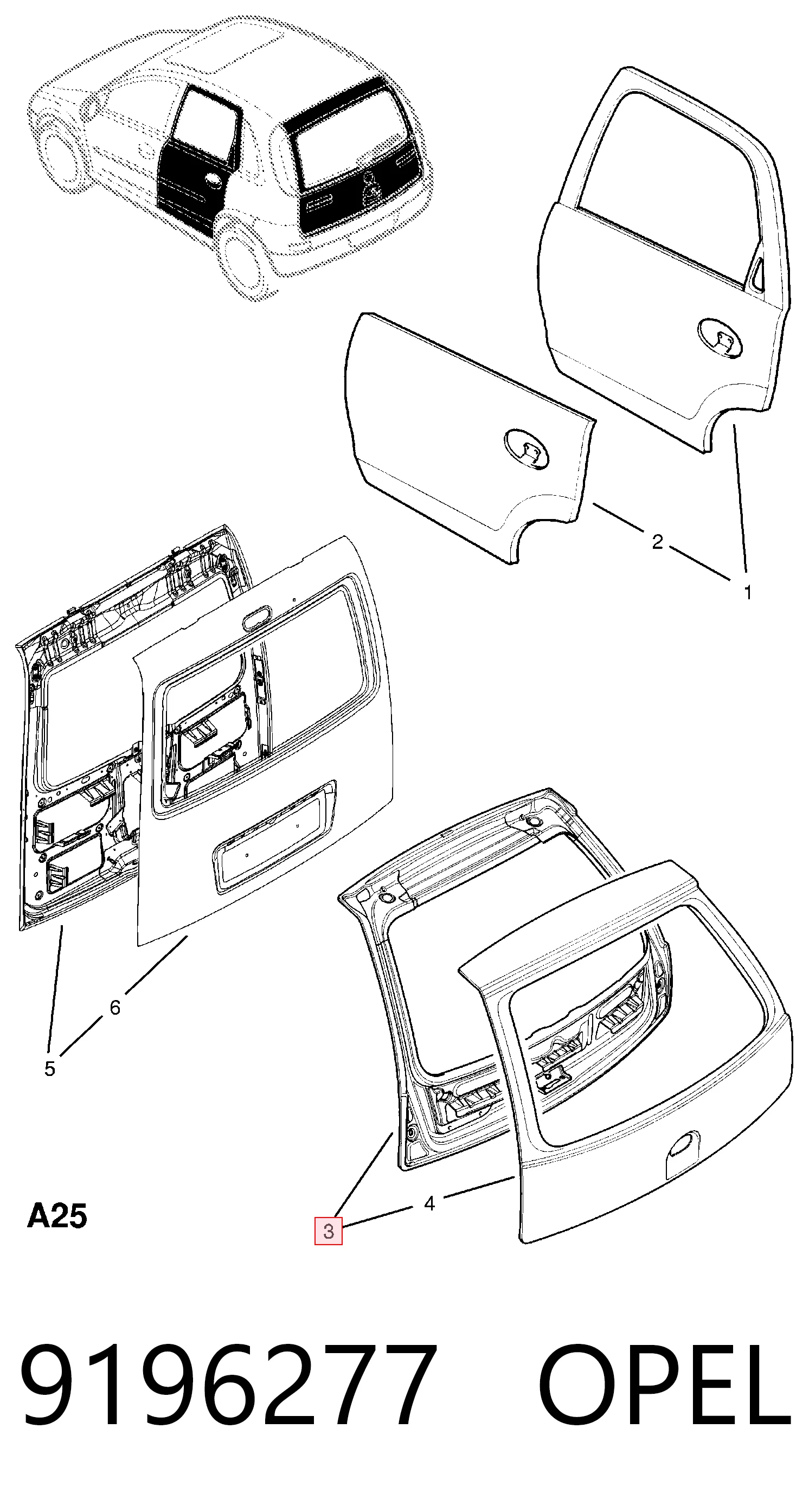 Drzwi tylne (bagażnika 3/5) Opel Corsa C hatchback (F08, F68) (2000 - 2006) cena, od 217,29 USD