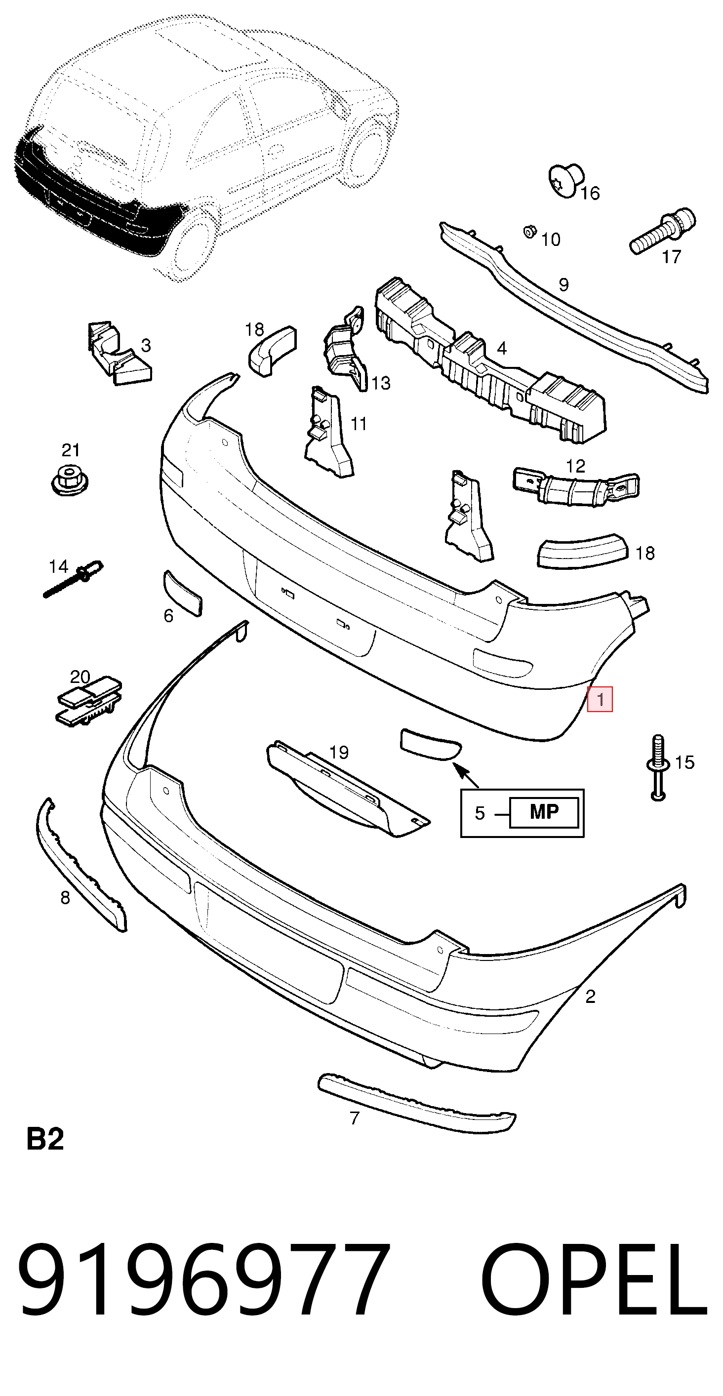Zderzak tylny Opel Corsa C hatchback (F08, F68) (2000 - 2006) cena, od 104,95 USD