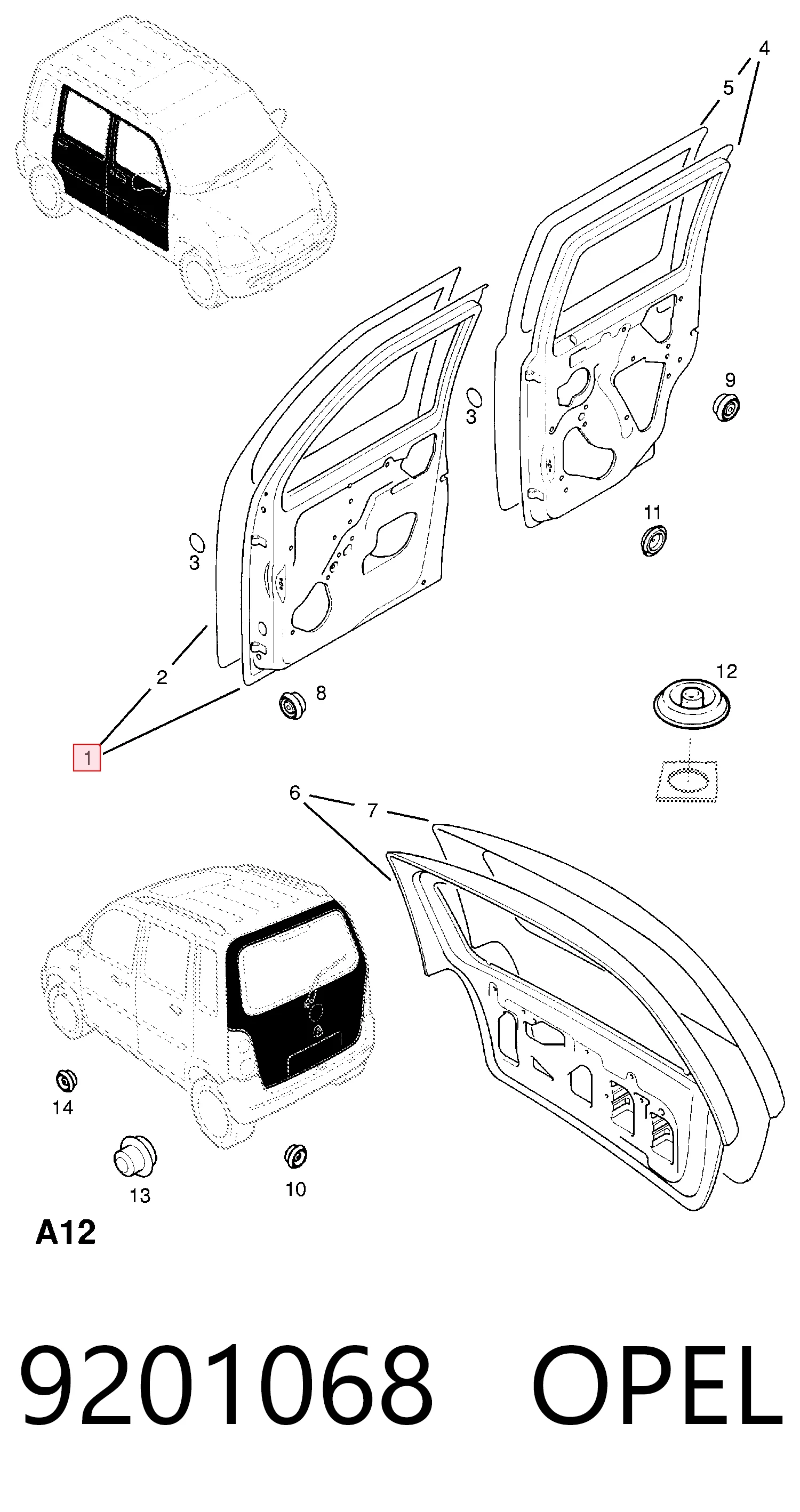 Drzwi przednie prawe do Opel Agila A H00