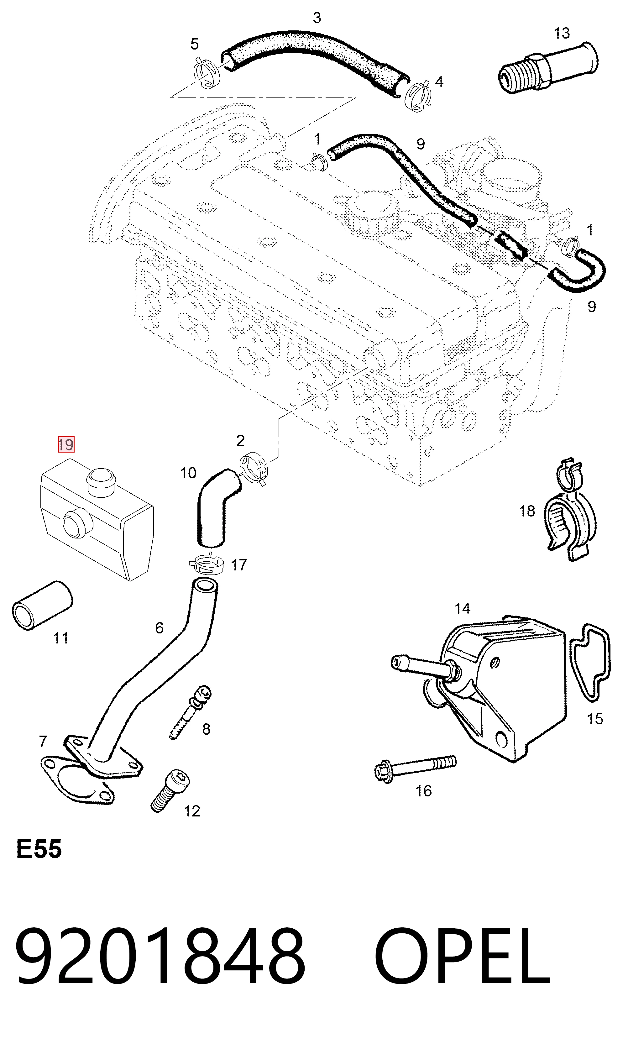 9201848 Opel Separator oleju układu wentylacji kadłuda (bloku silnika)