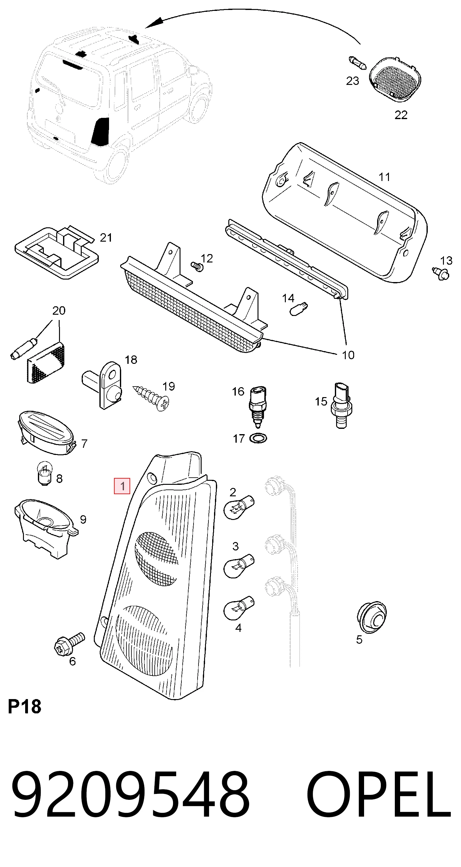 Lampa zespolona tylna lewa do Opel Agila H00