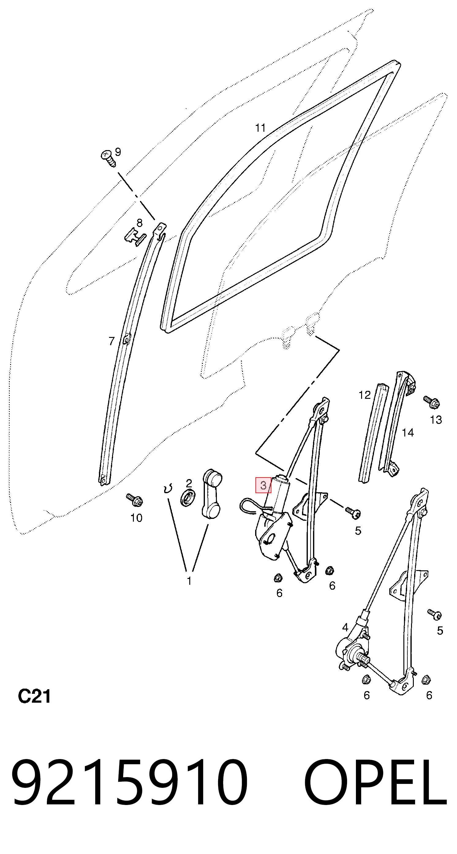 Mechanizm podnoszenia szyby drzwi przednich prawych Opel Antara A SUV (L07) (2006 - 2017) cena, od 71,85 USD
