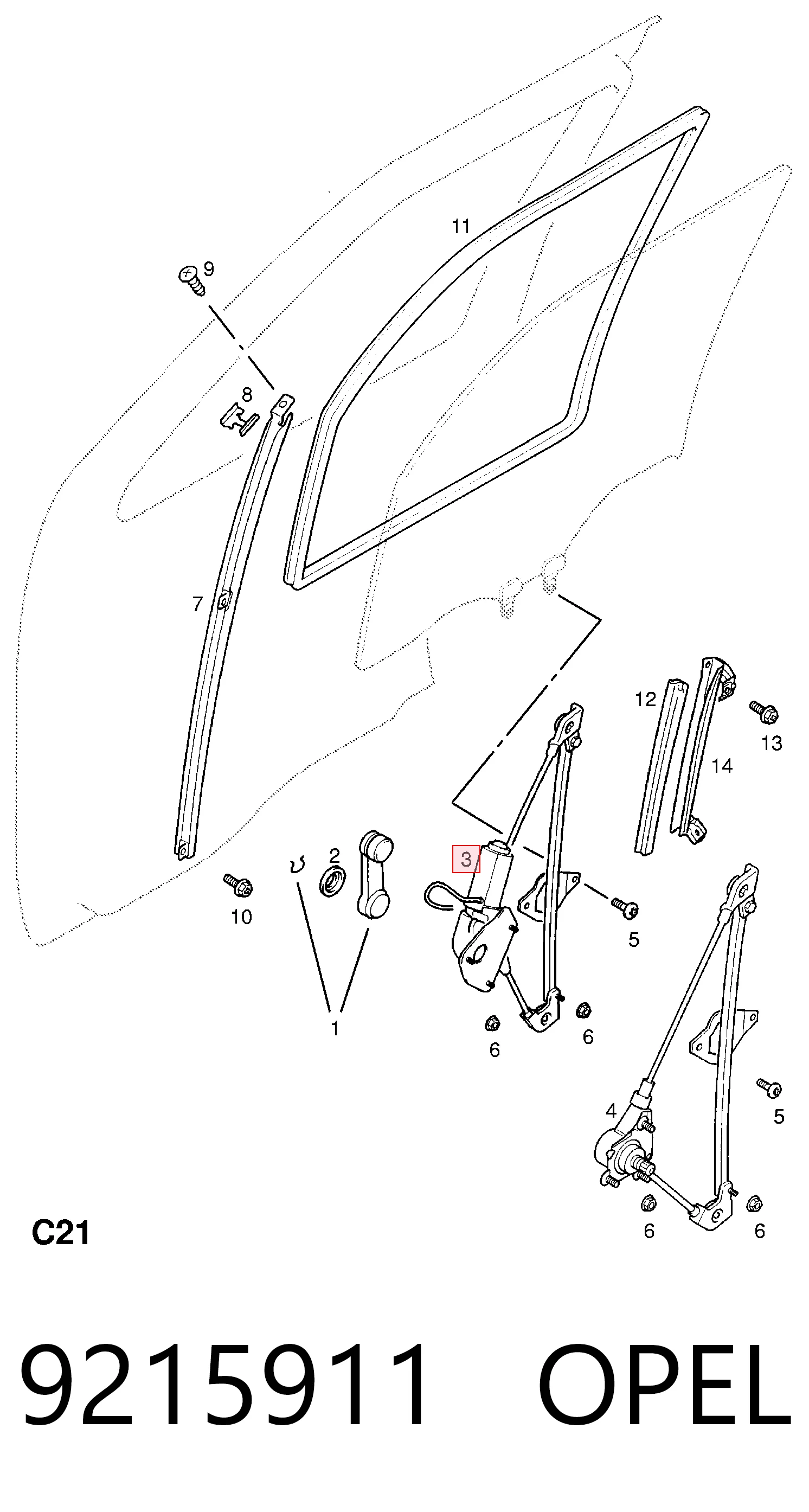  Mechanizm podnoszenia szyby drzwi przednich lewych Opel Agila 