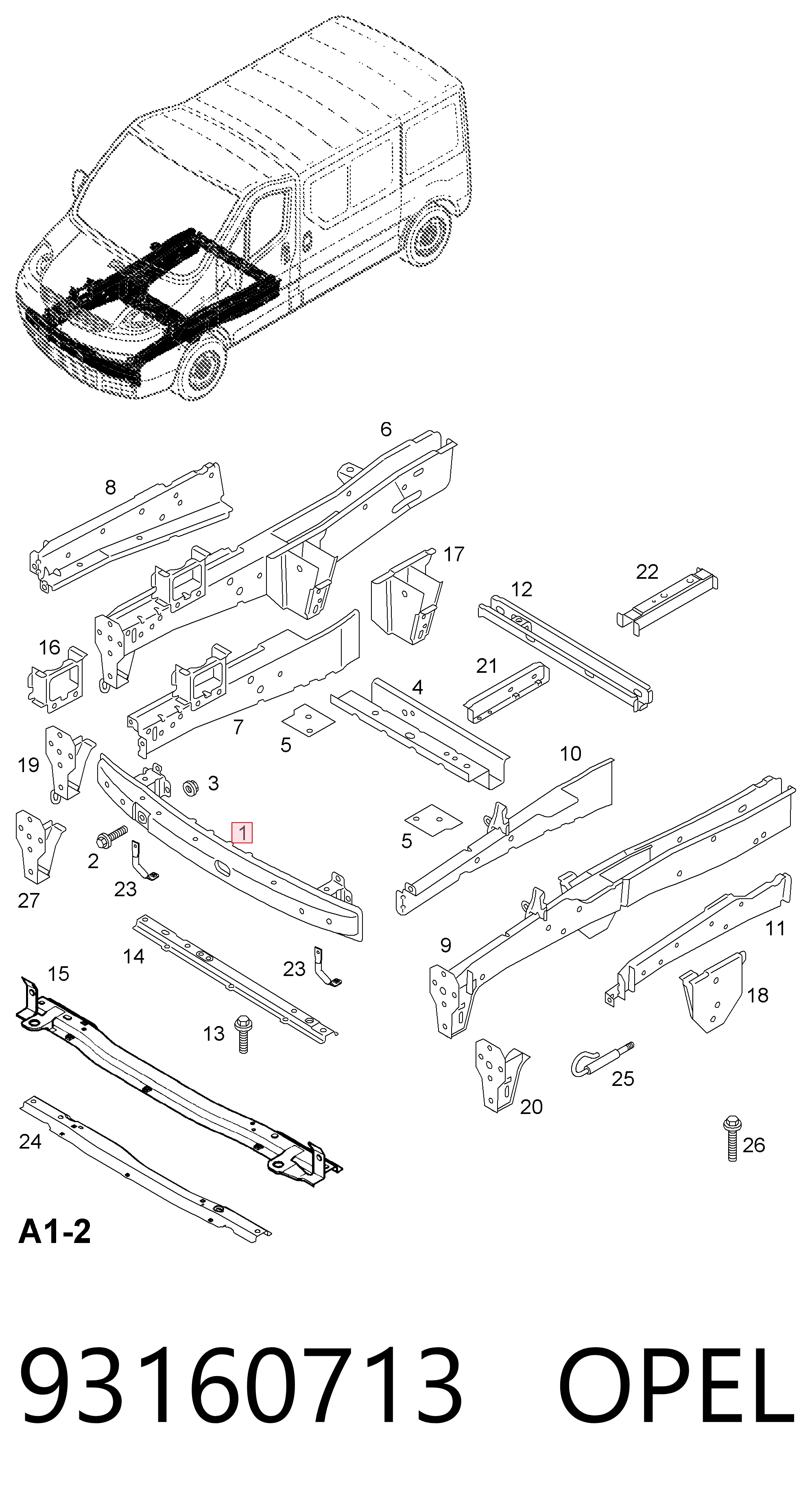 Wzmocnienie zderzaka przedniego Renault Trafic II awangarda (FL) (2001 - 2014) cena, od 114,59 USD