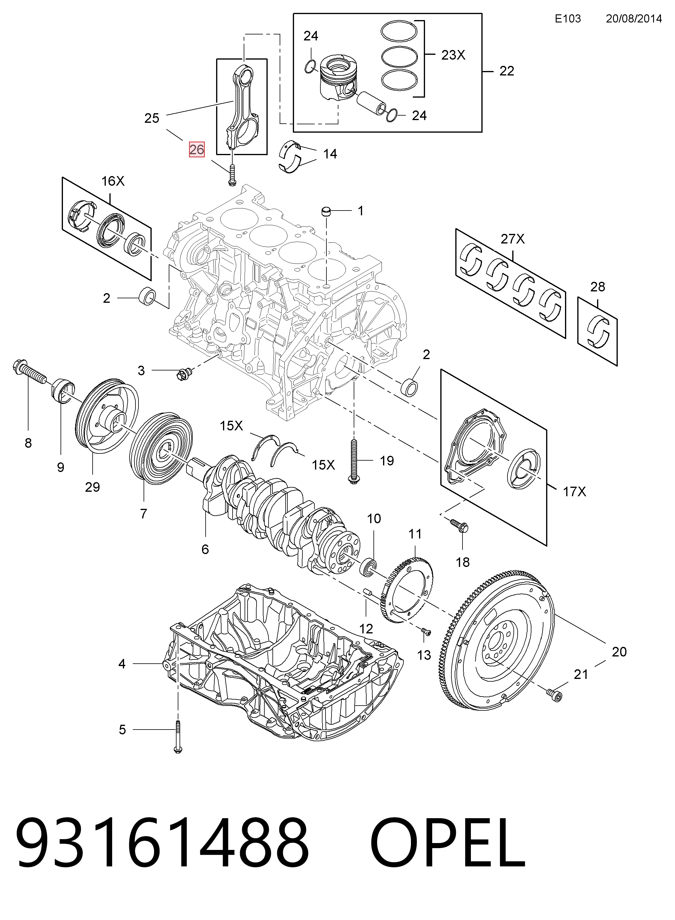 Śruba korbowodu General Motors 93161488 cena, od 4,40 USD