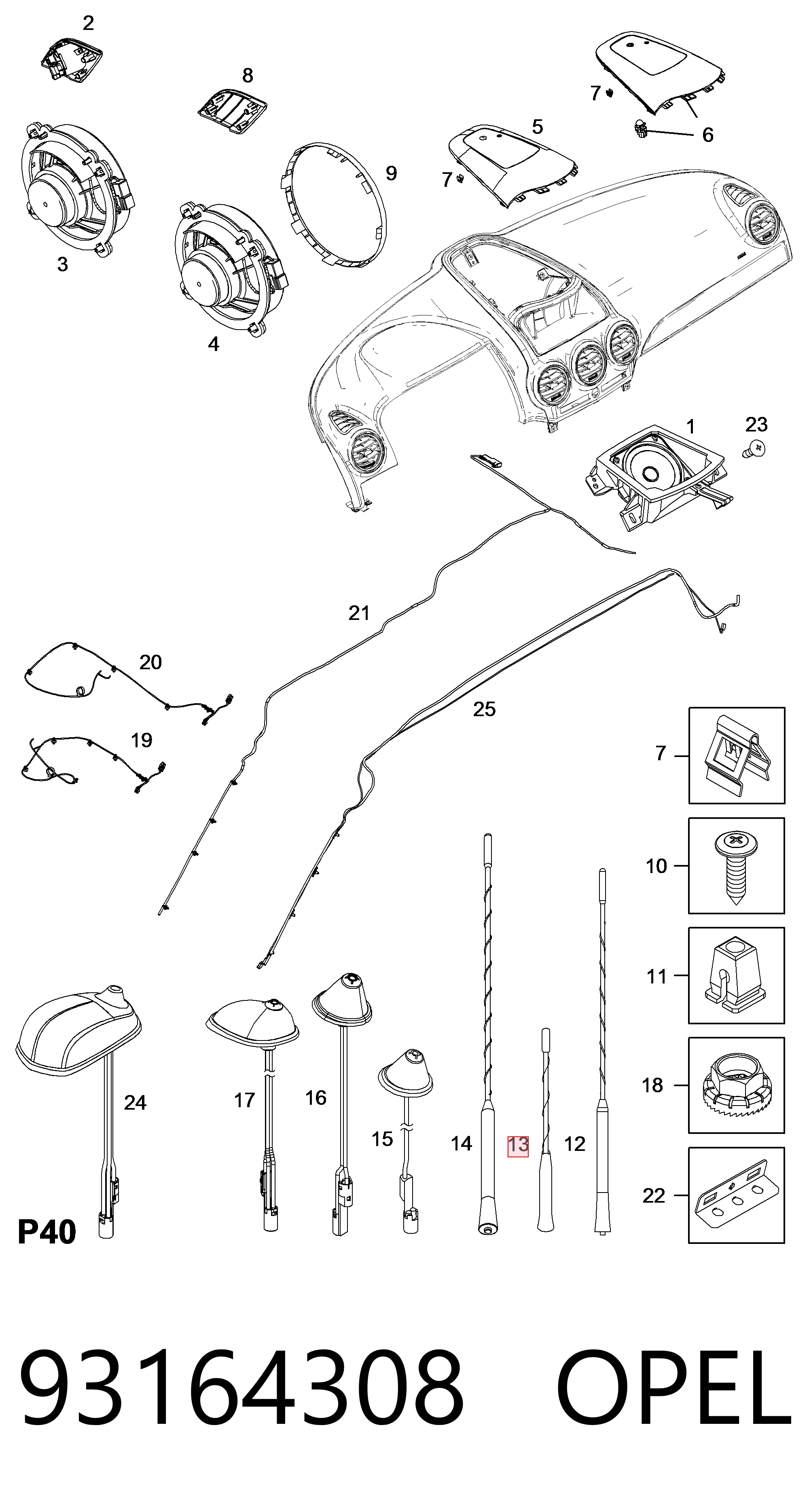 Antena do Opel Zafira A05