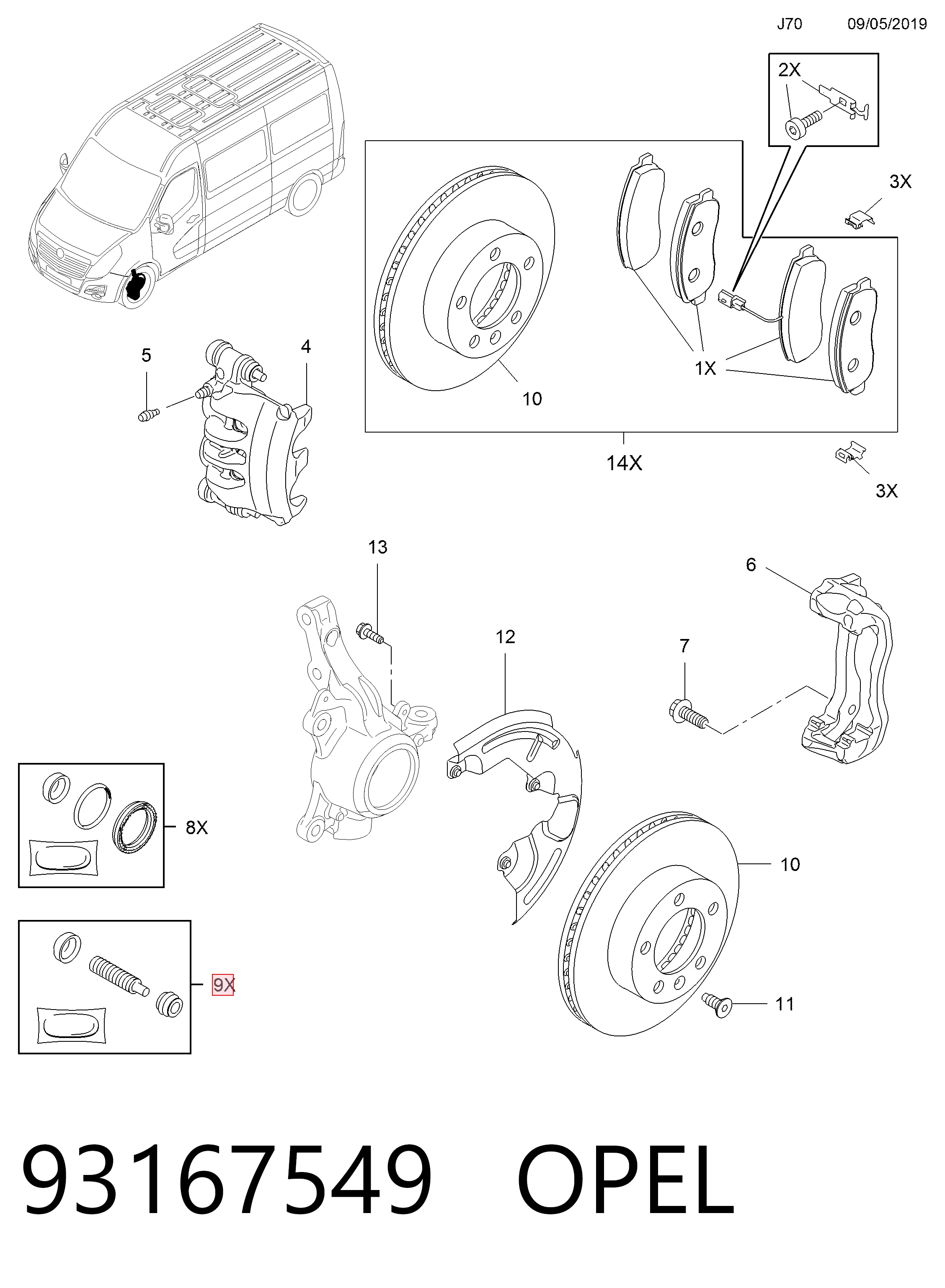 Zestaw naprawczy zacisku hamulcowego przedniego 1687740680 General Motors