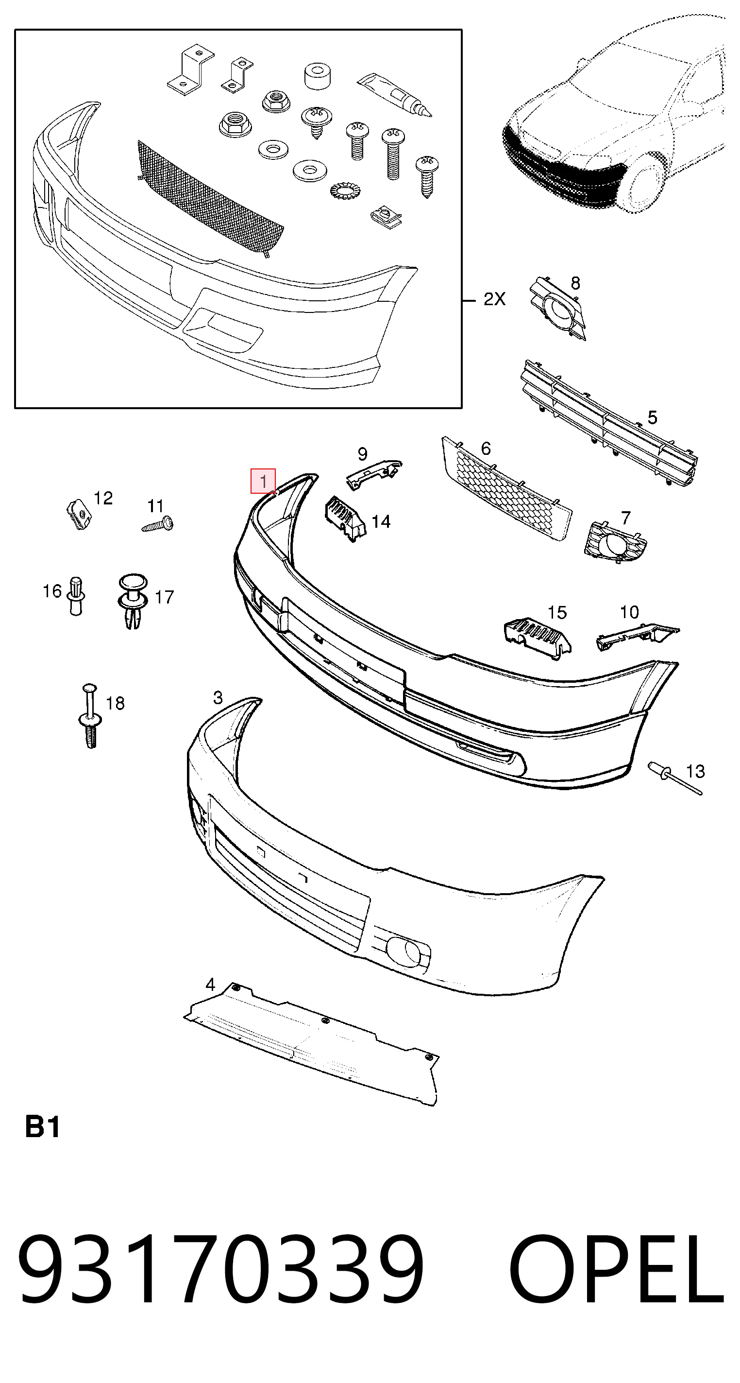 9118776 General Motors Zderzak przedni
