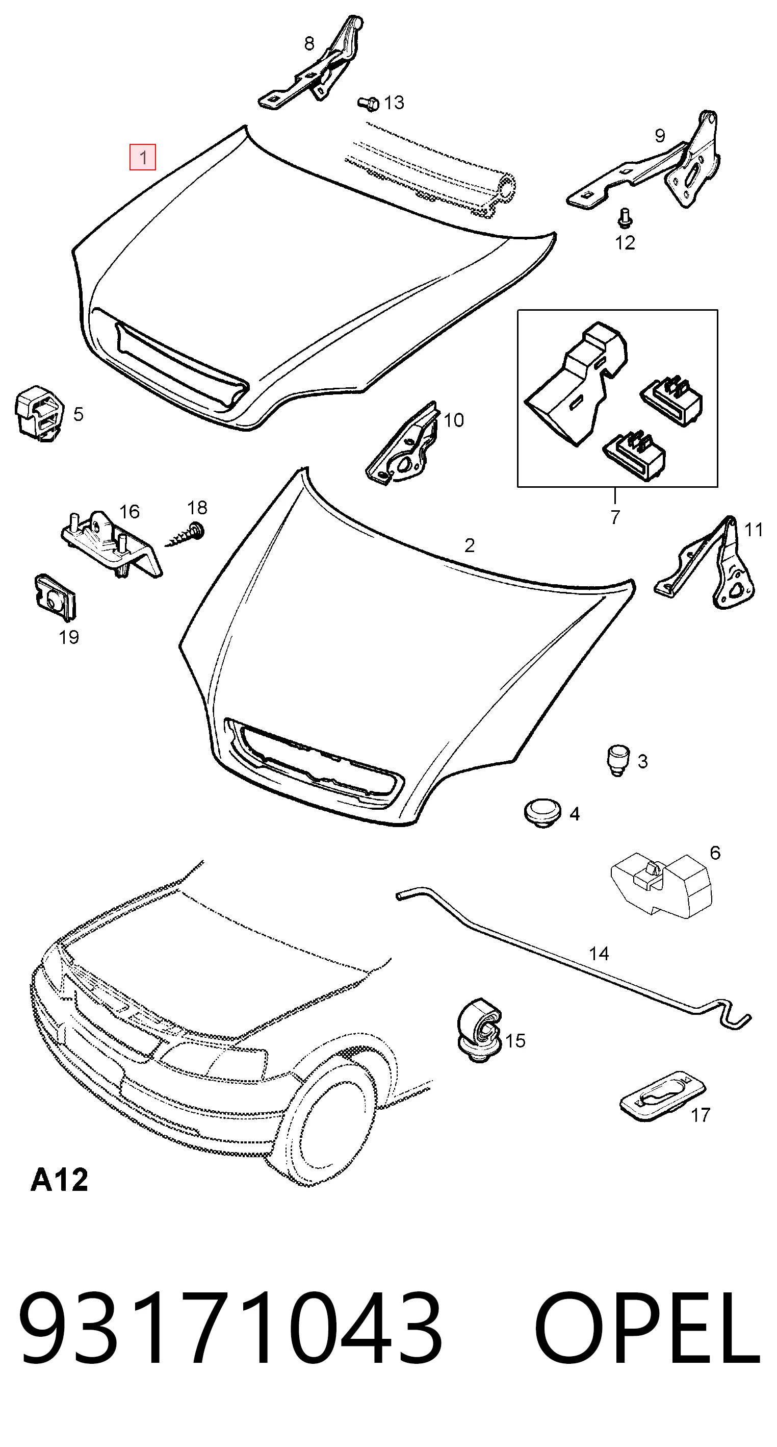 Do koszyka Maska silnika Opel Astra G F69