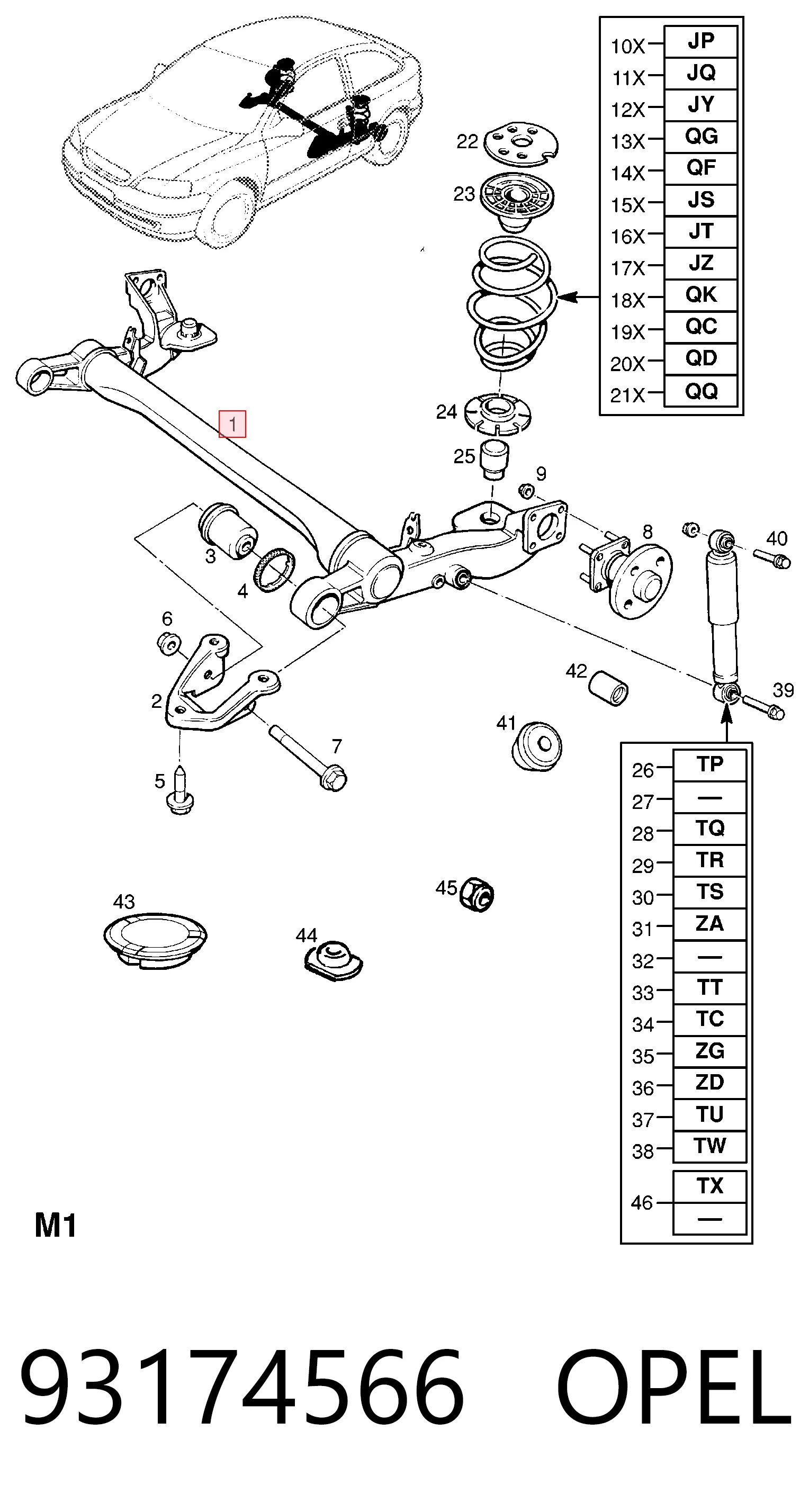 Korpus osi tylnej do Opel Astra G F69
