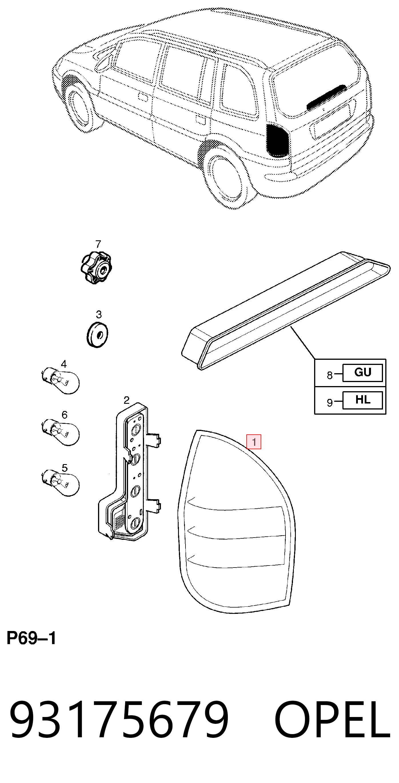 Lampa zespolona tylna prawa do Opel Zafira A F75