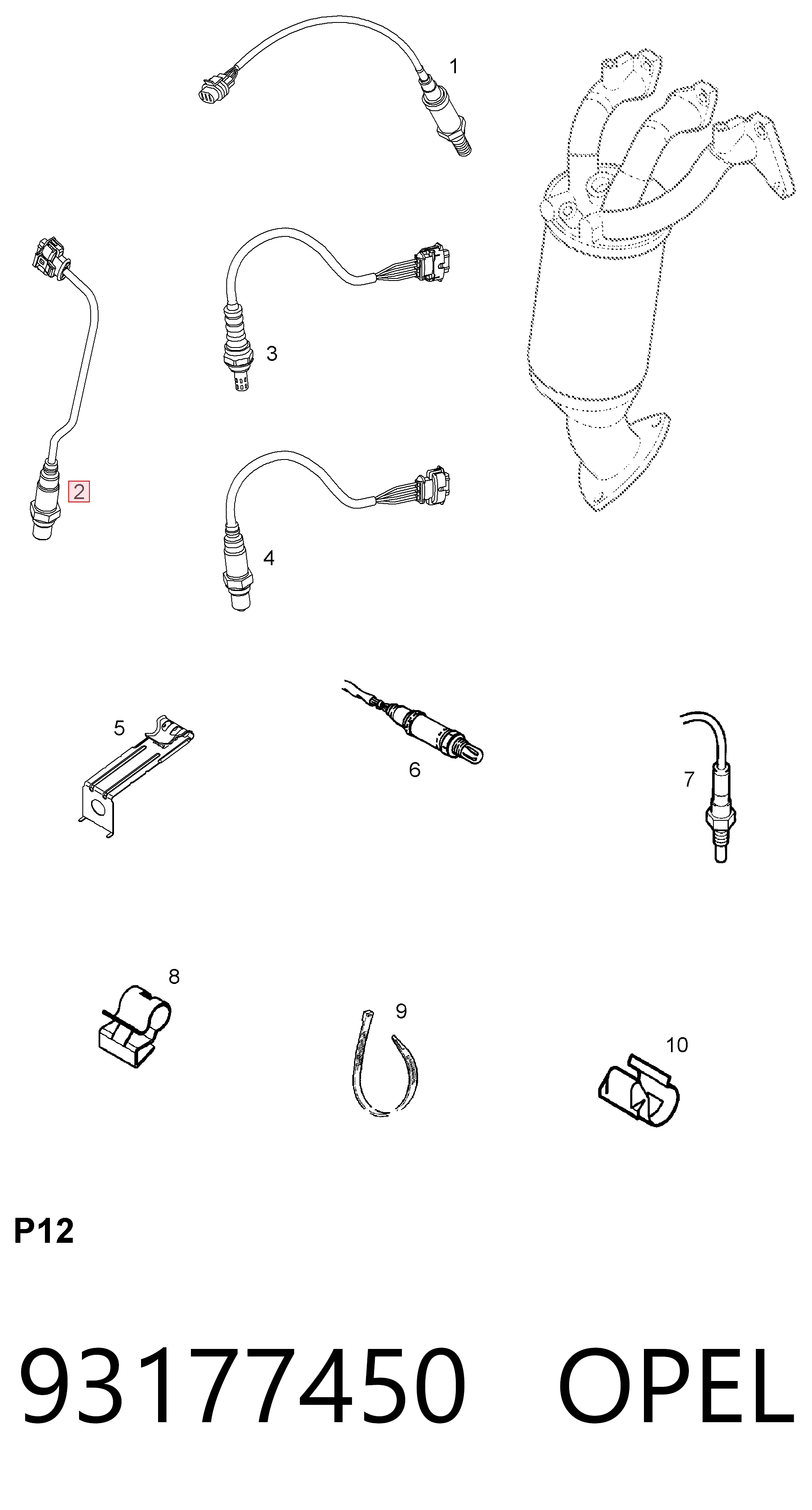 93177450 Opel Sonda lambda czujnik tlenu po katalizatorze