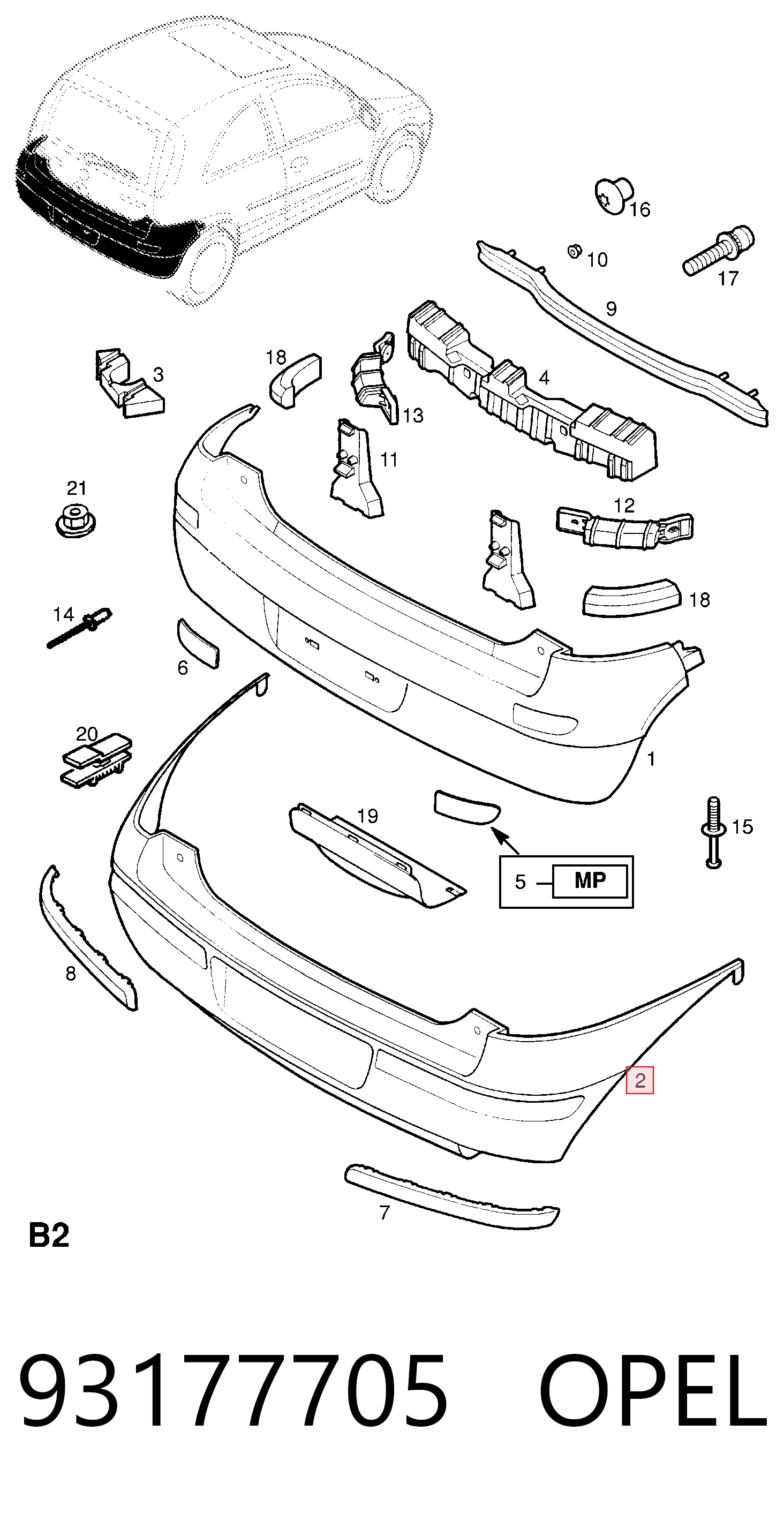 Do koszyka Zderzak tylny Opel Corsa C F08, F68