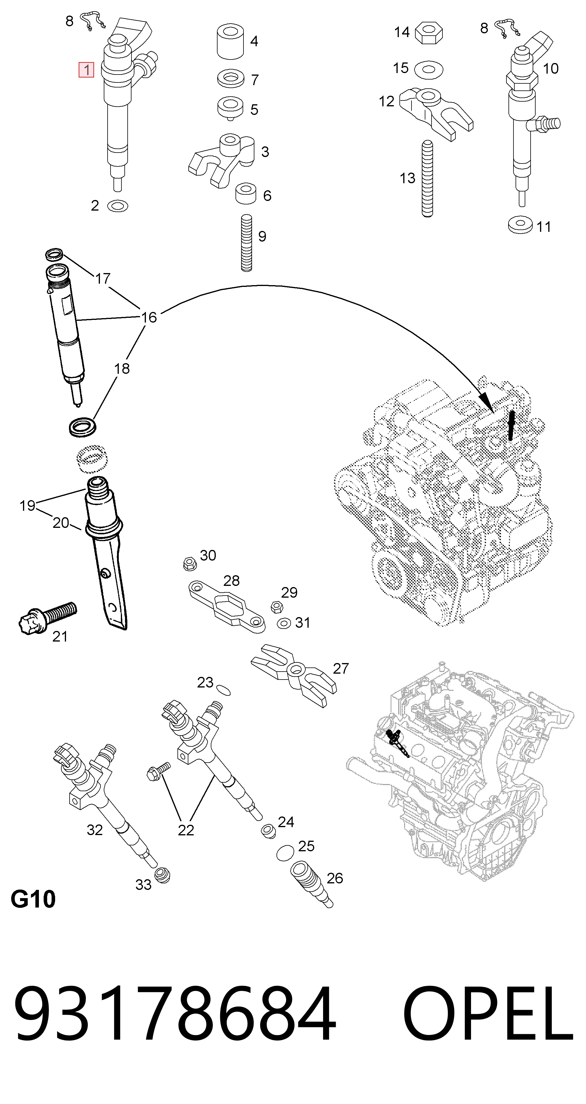 Wtryskiwacz paliwa Opel Zafira B