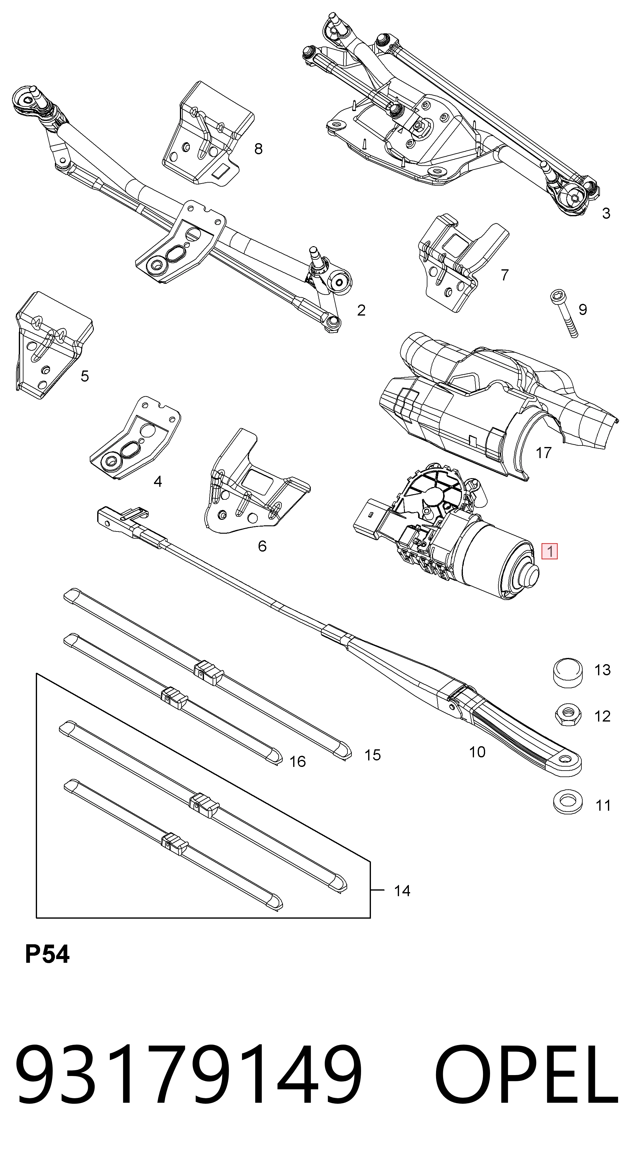 93179149 Opel Silniczek wycieraczki szyby przedniej