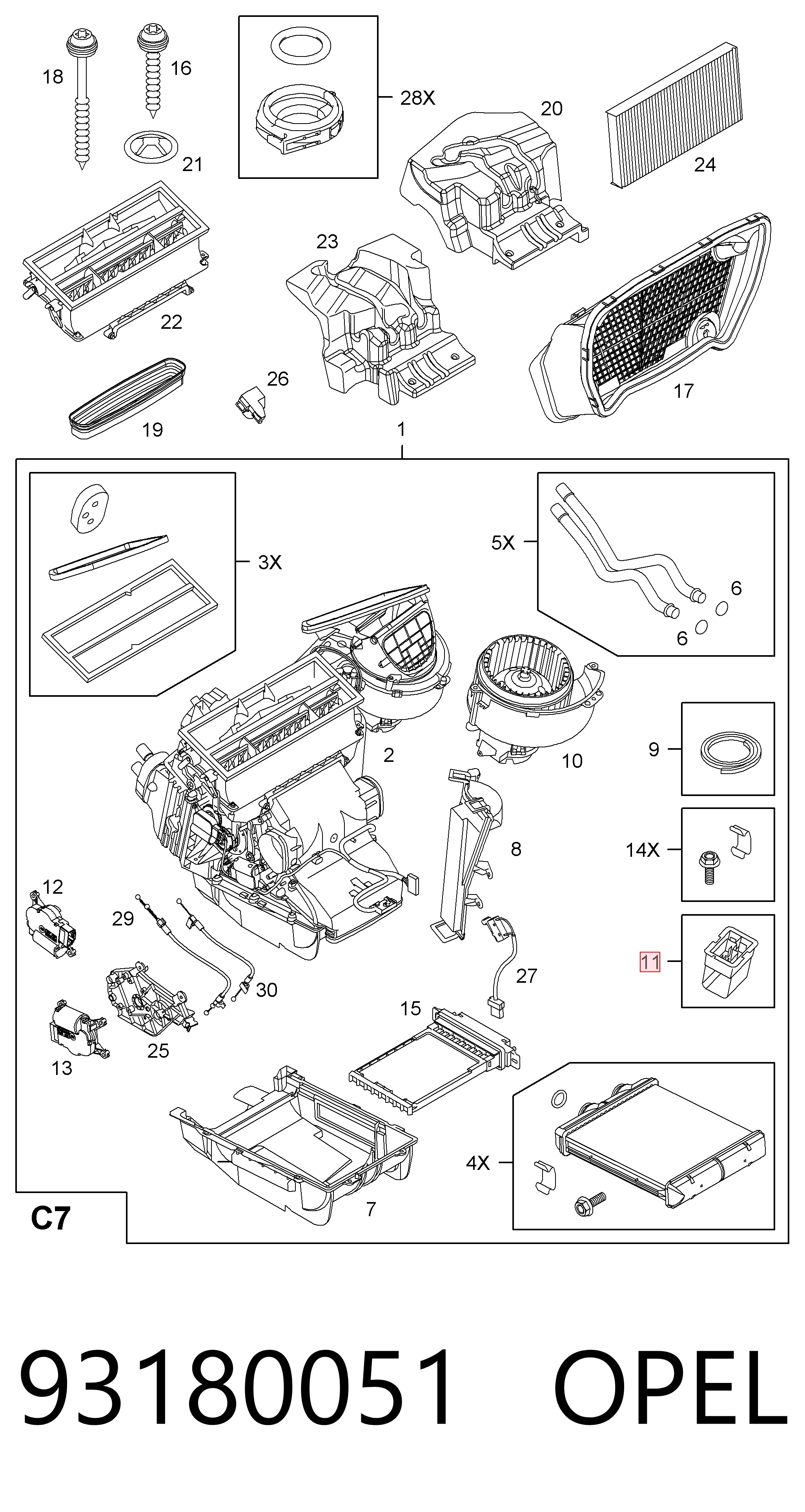 93180051 Opel Rezystor wentylatora nagrzewnicy (ogrzewacza kabiny)