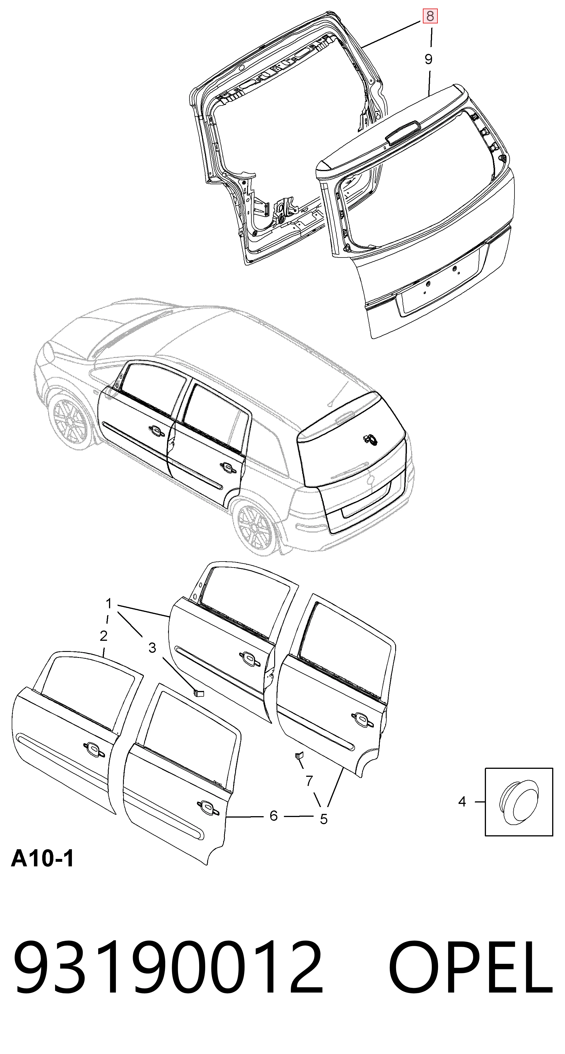 Drzwi tylne (bagażnika 3/5) do Opel Zafira B A05