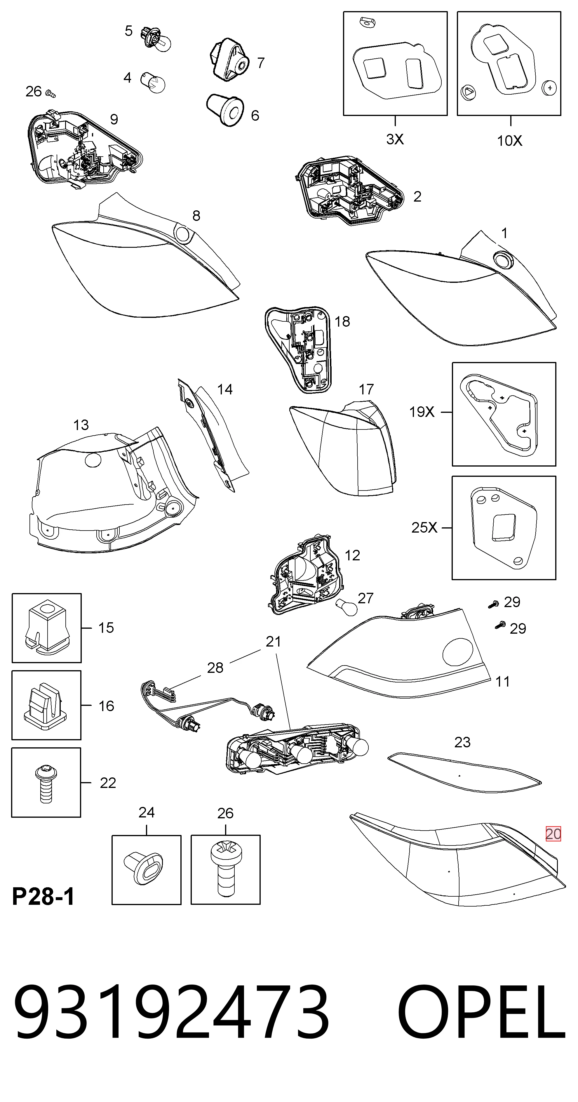 Lampa zespolona tylna prawa do Opel Astra L67