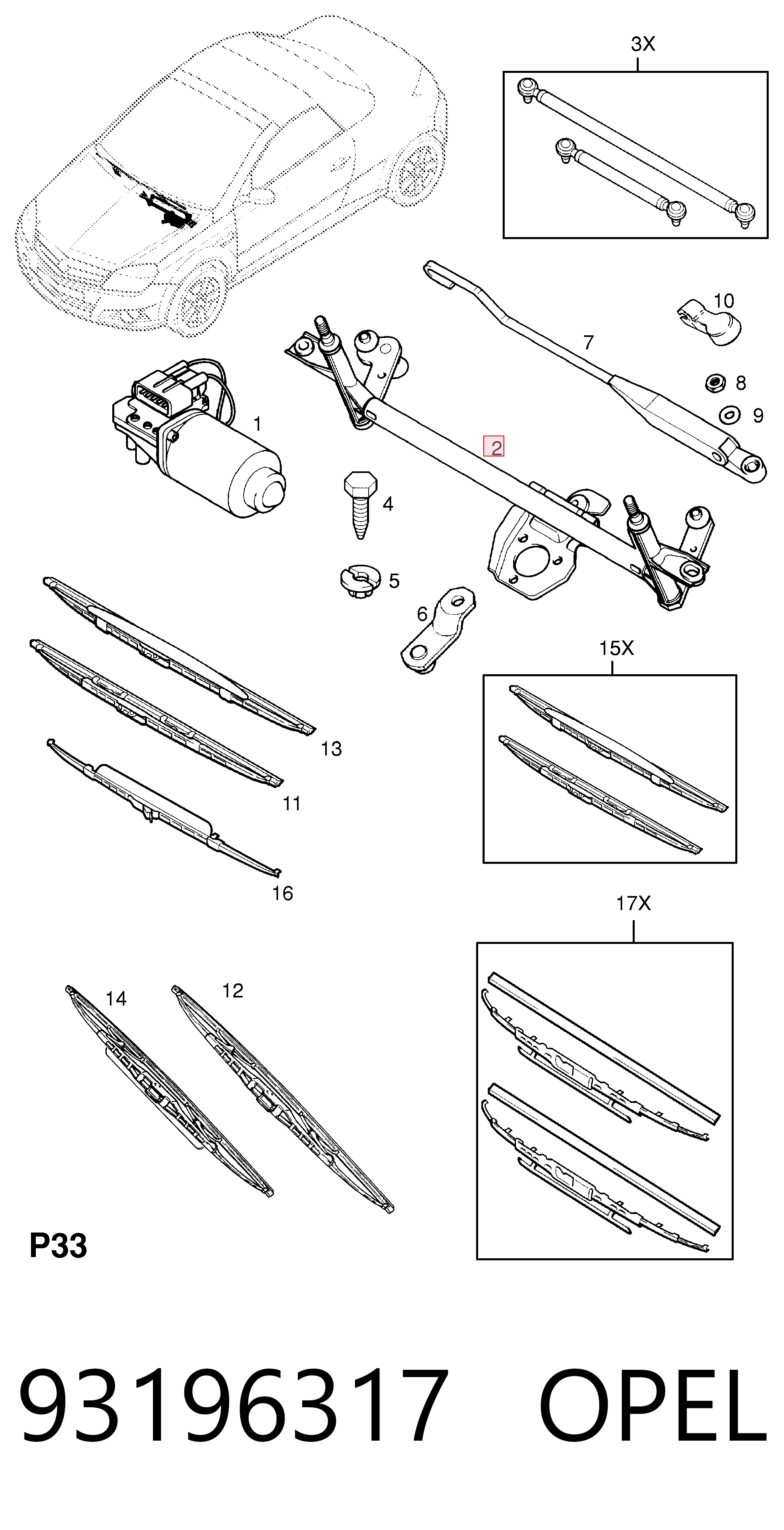 93196317 Opel Mechanizm wycieraczek
