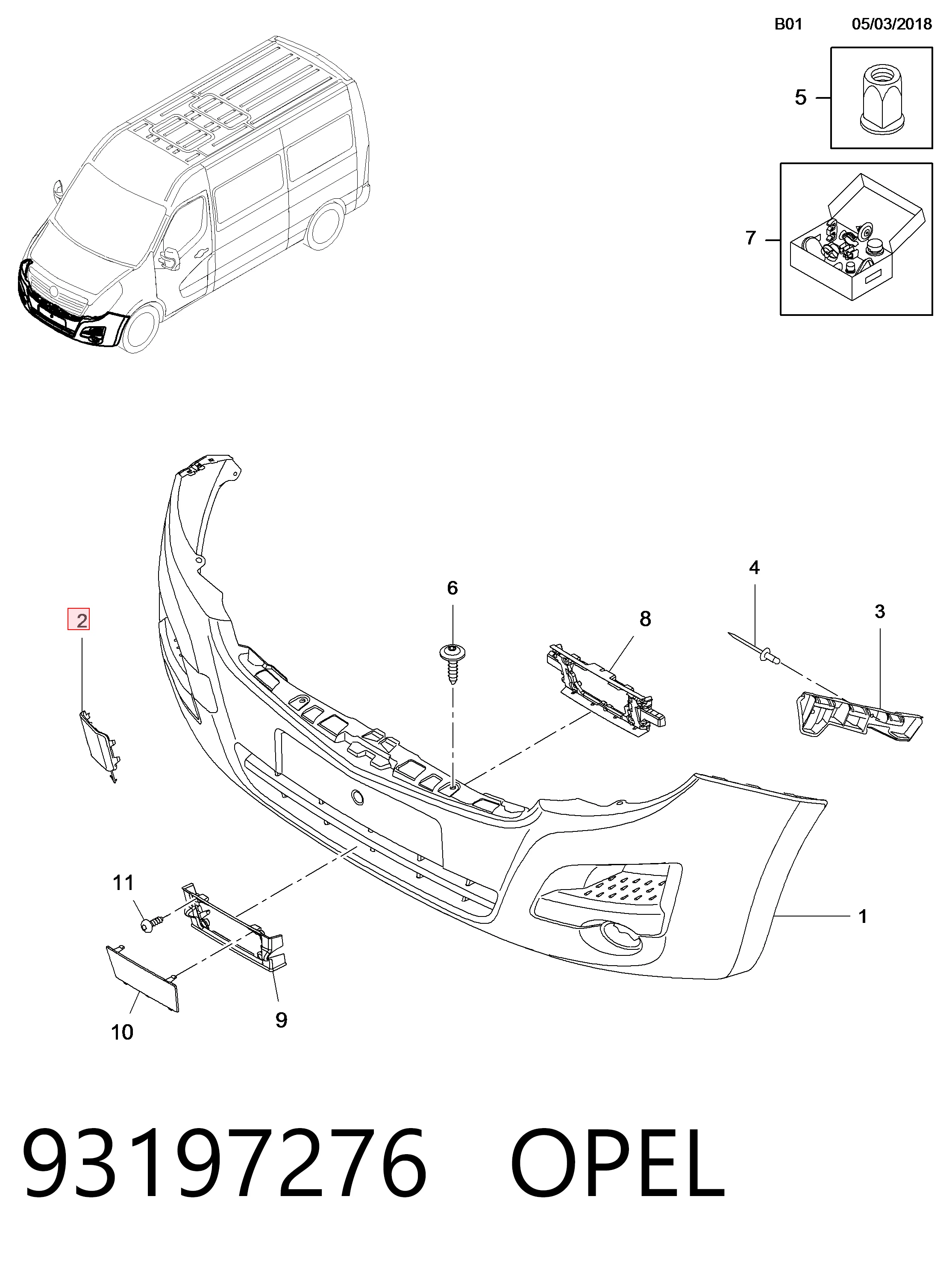 Zaślepka haku holowniczego zderzaka przednia do Opel Movano X62
