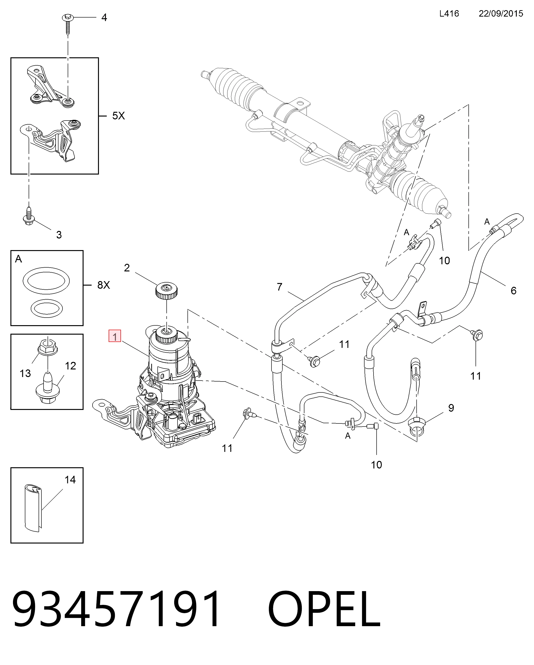 Pompa wspomagania hydraulicznego kierownicy General Motors 93457191 cena, od 531,20 USD