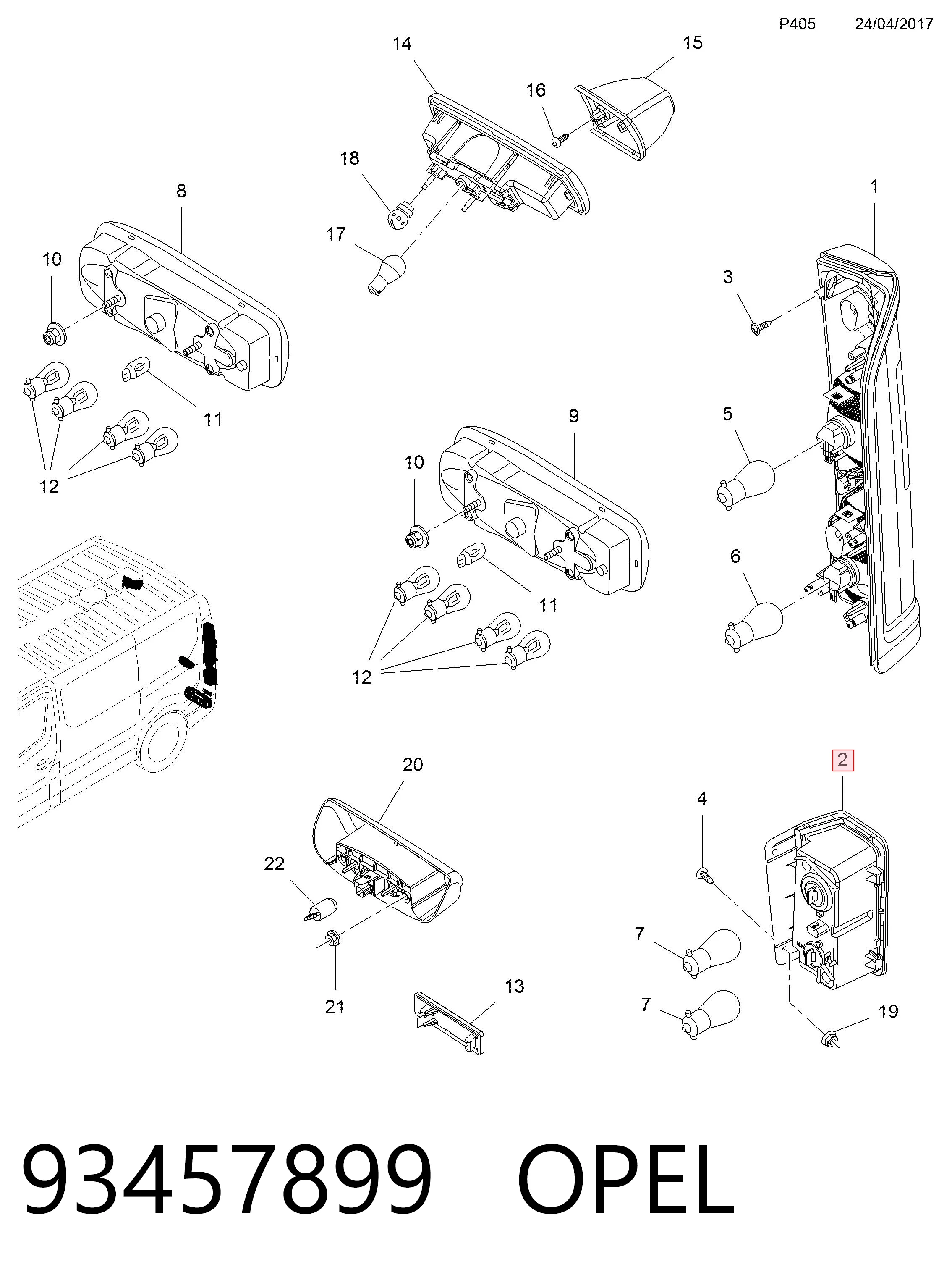 Lampa cofania lewa Fiat/Alfa/Lancia 6000620192