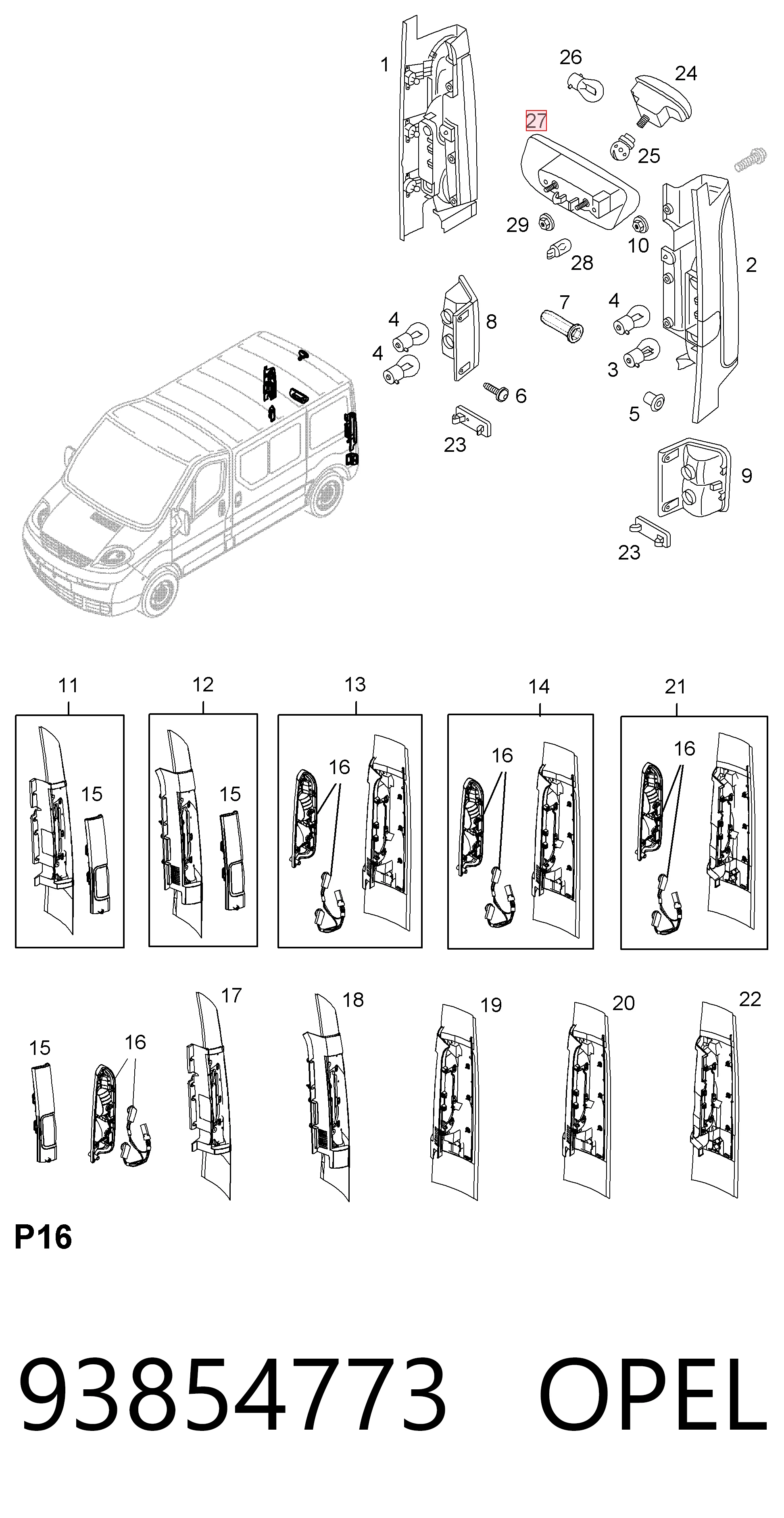  Lampa oświetlenia tylnej tablicy rejestracyjnej Opel Vivaro 