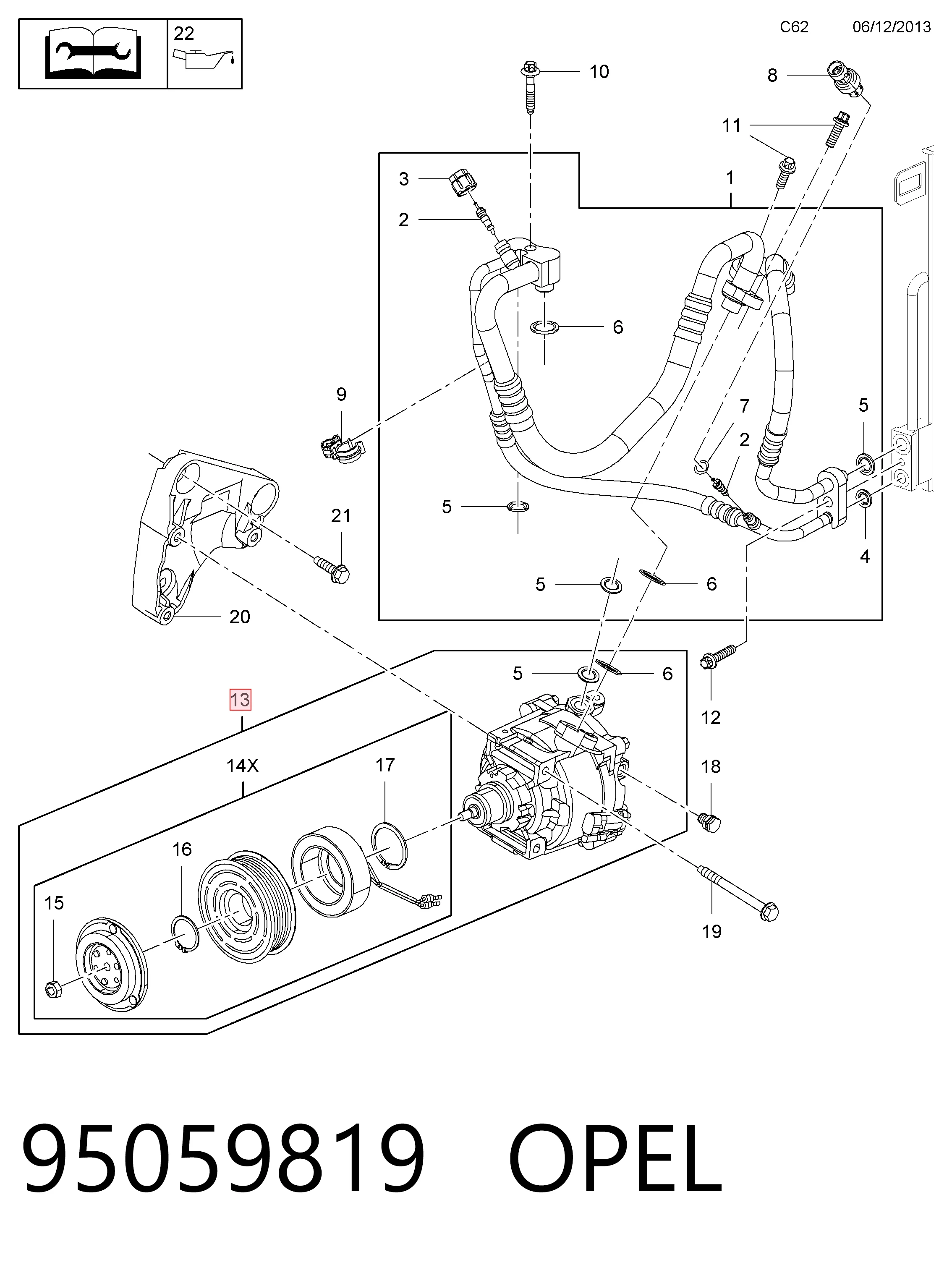 95059819 Opel Sprężarka klimatyzacji