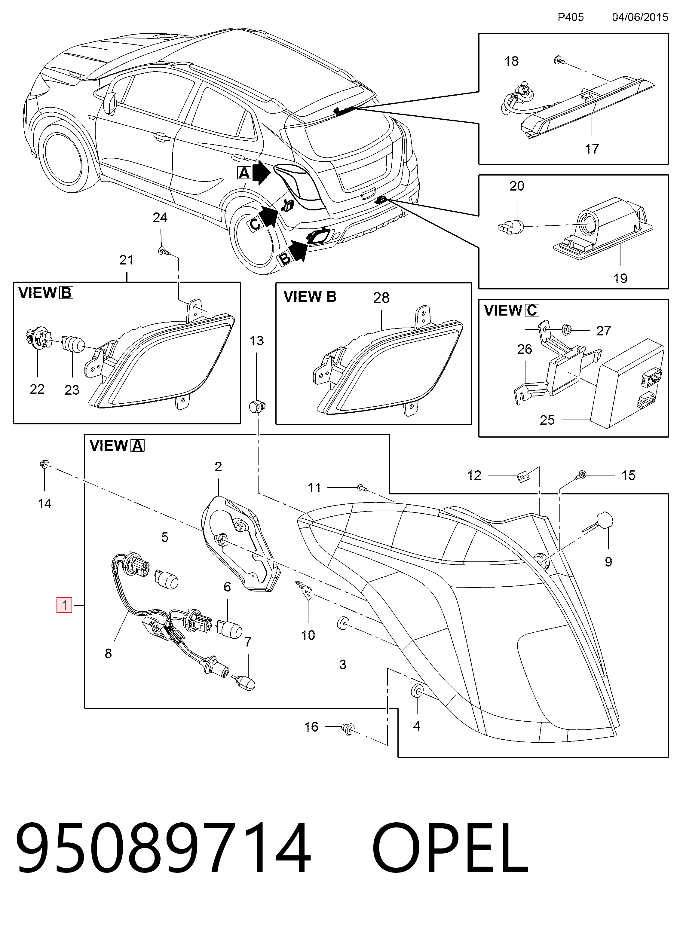 Lampa zespolona tylna lewa do Opel Mokka I J13