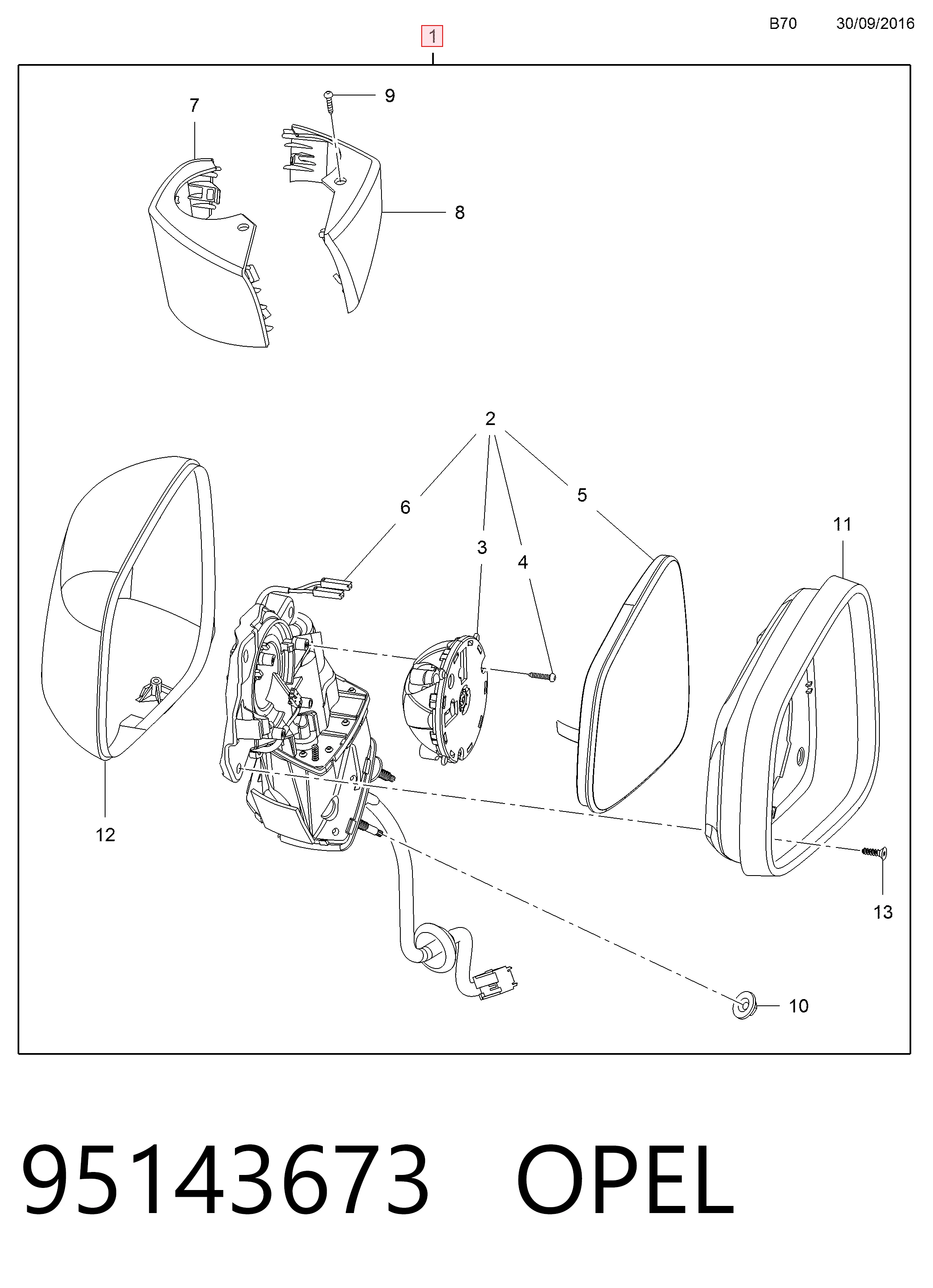 Lusterko wsteczne lewe Opel Mokka I SUV (J13) (2012 - 2019) cena, od 301,28 USD