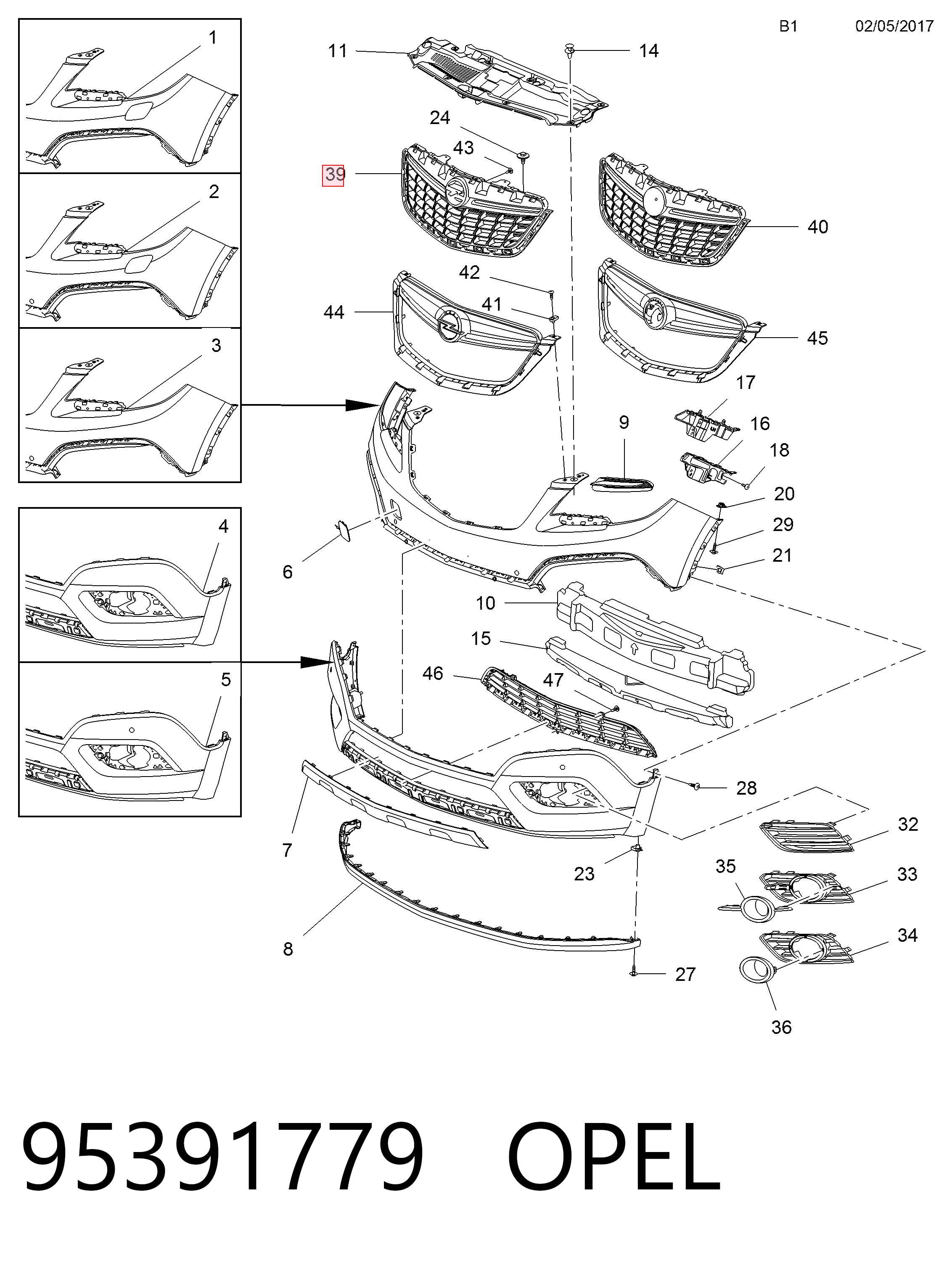 Atrapa chłodnicy do Opel Mokka I J13