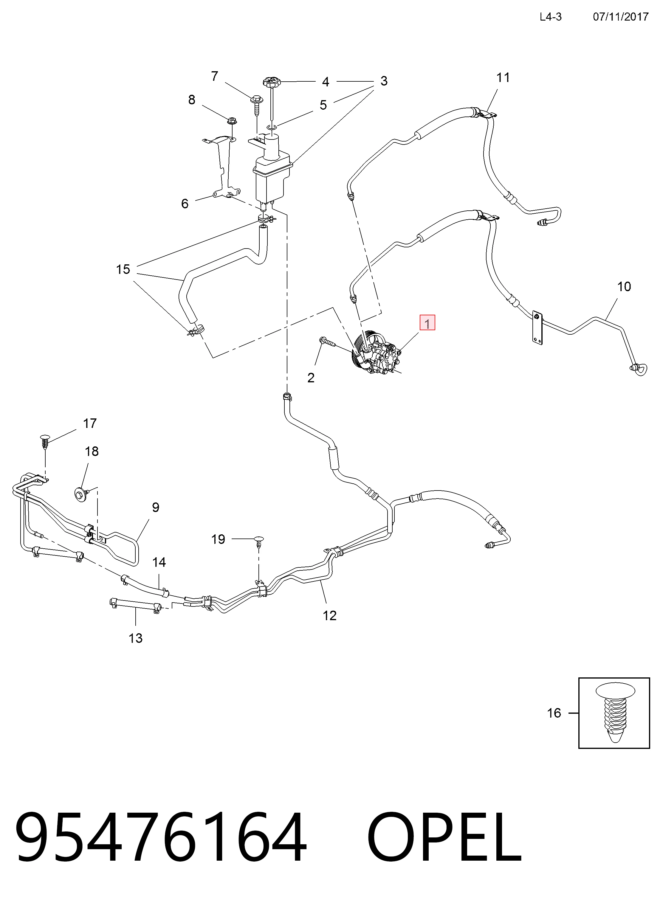 95476164 Opel Pompa wspomagania hydraulicznego kierownicy