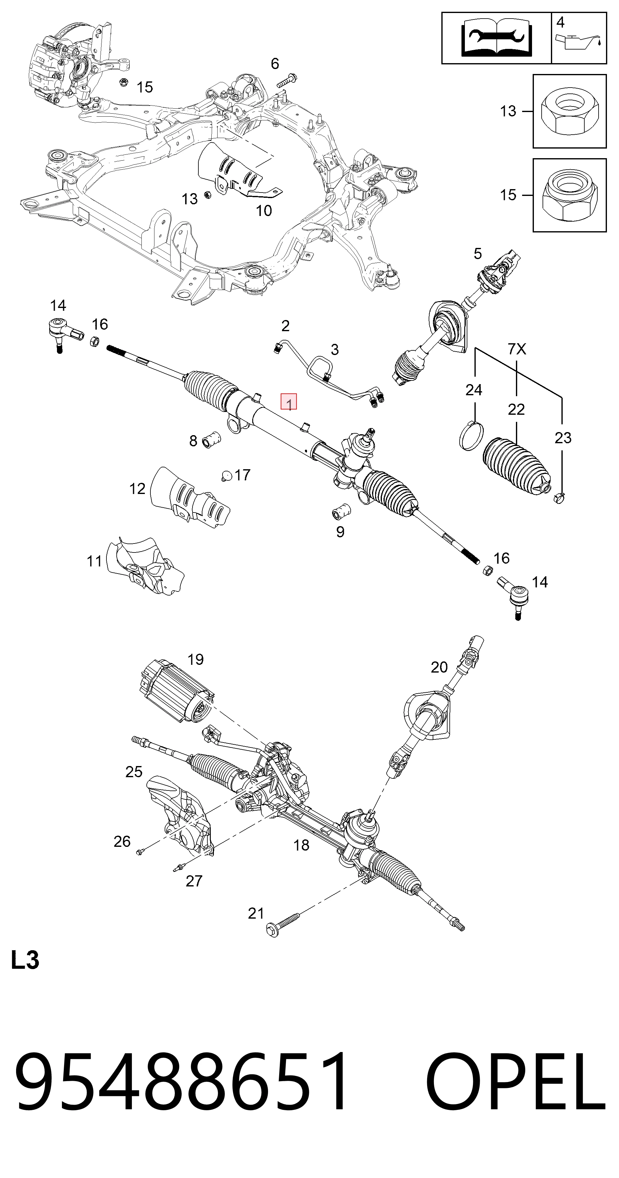 Do koszyka Listwa kierownicza (maglownica) Opel Antara A L07